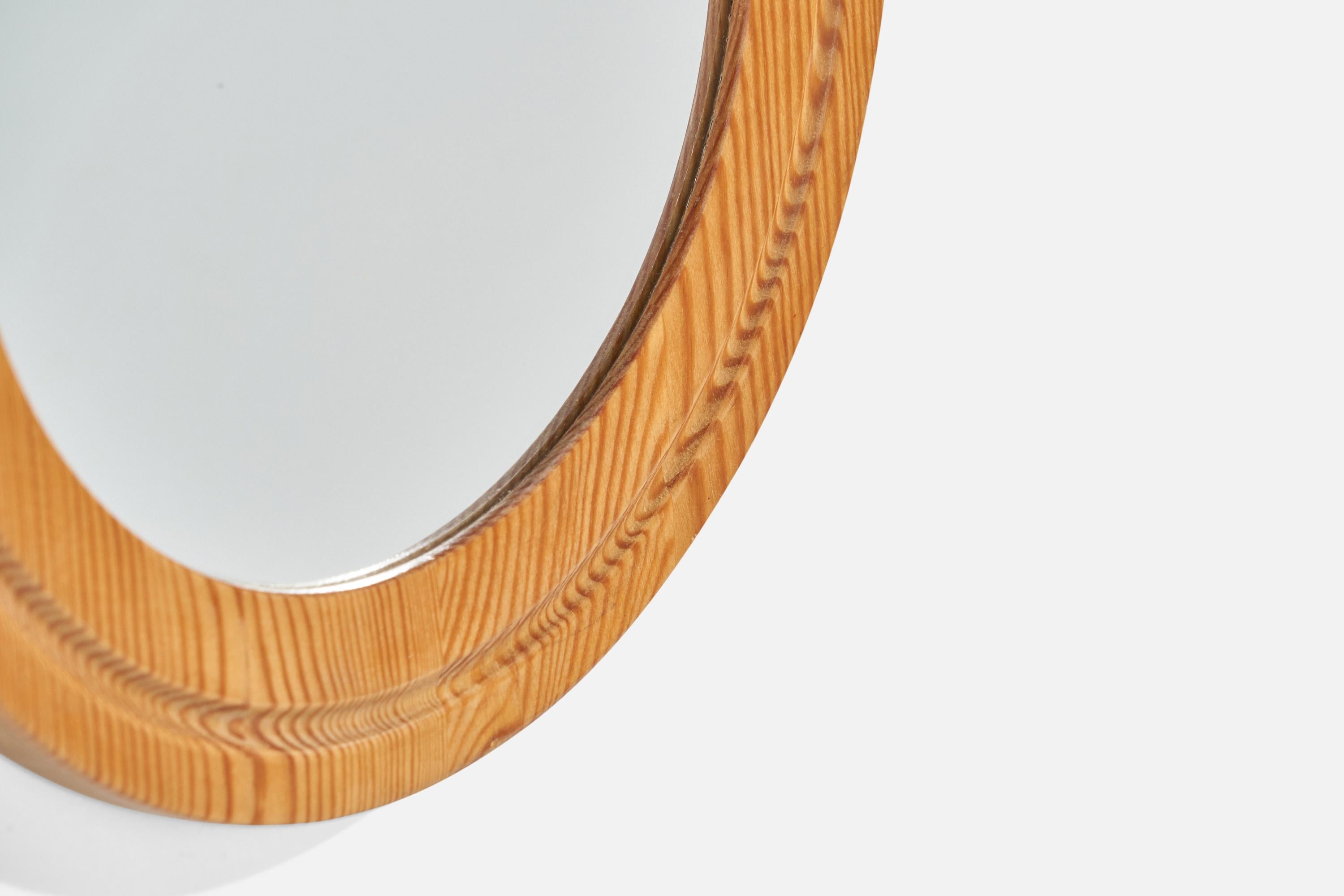 Swedish Designer, Small Wall Mirror, Pine, Sweden, 1970s For Sale 2