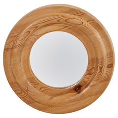 Schwedischer Designer, schwedischer Wandspiegel, Kiefer, Spiegelglas, Schweden, 1970er Jahre