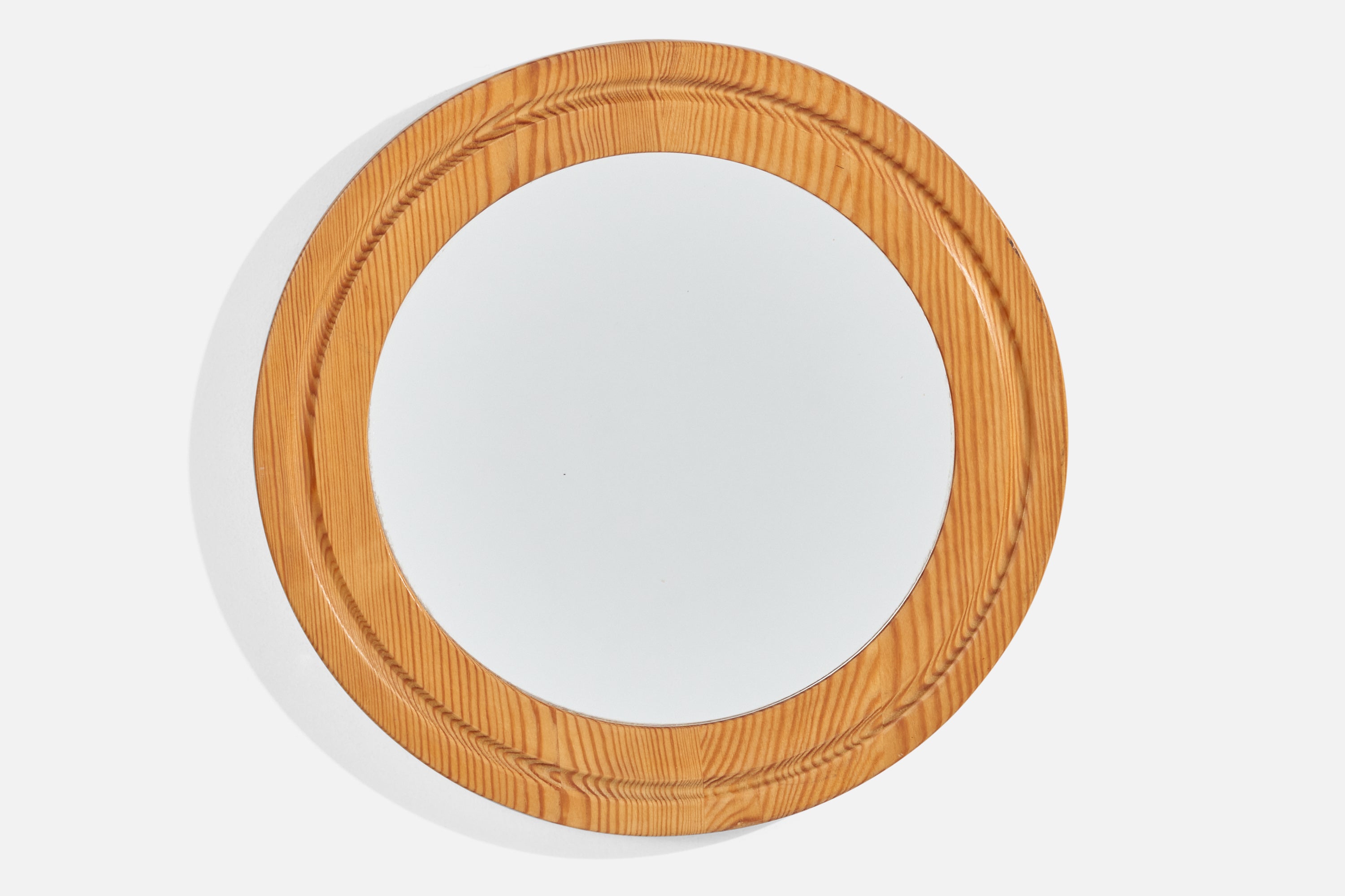 Swedish Designer, Small Wall Mirror, Pine, Sweden, 1970s For Sale