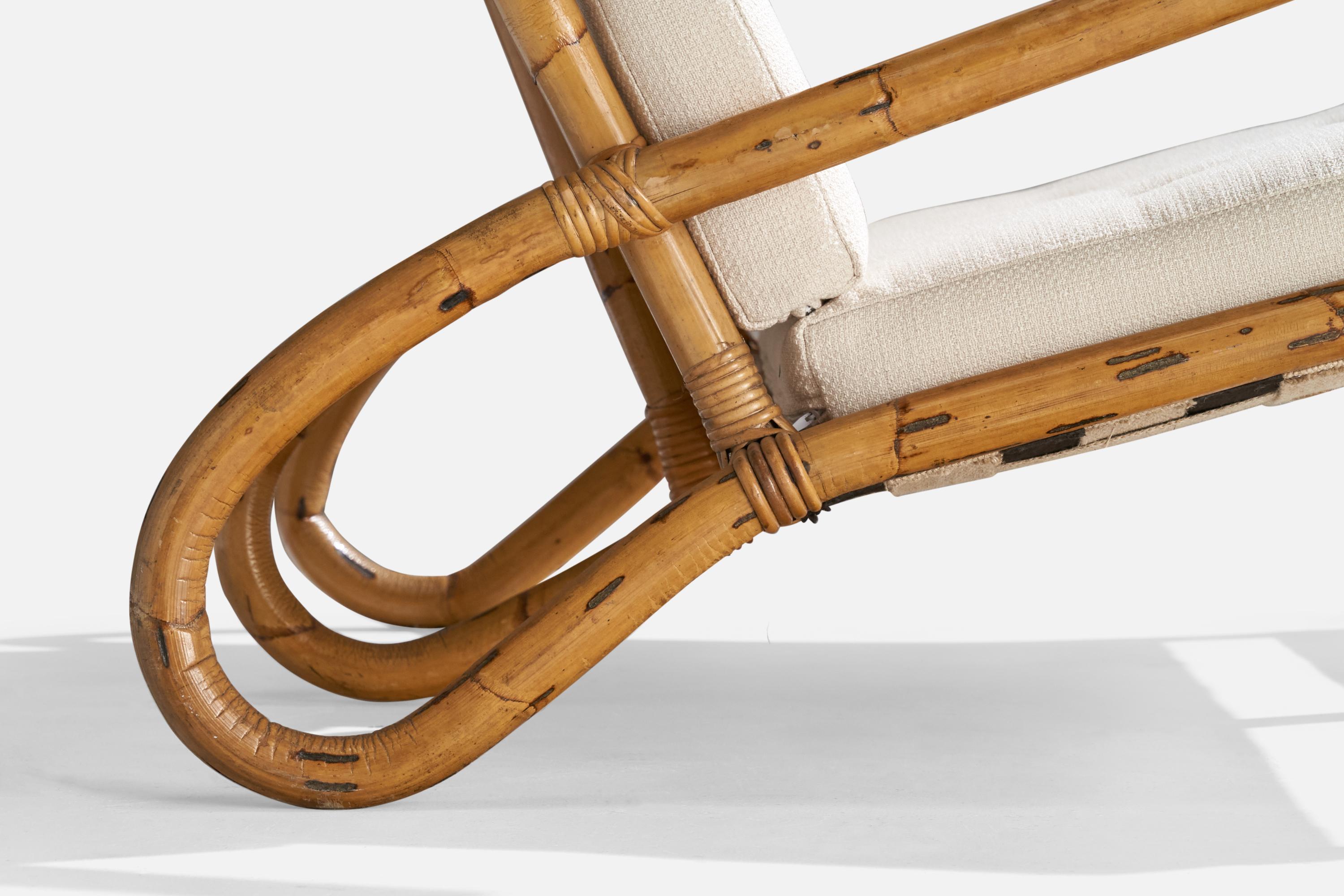 Canapé de designer suédois, bambou, rotin, tissu, Suède, années 1950 en vente 3
