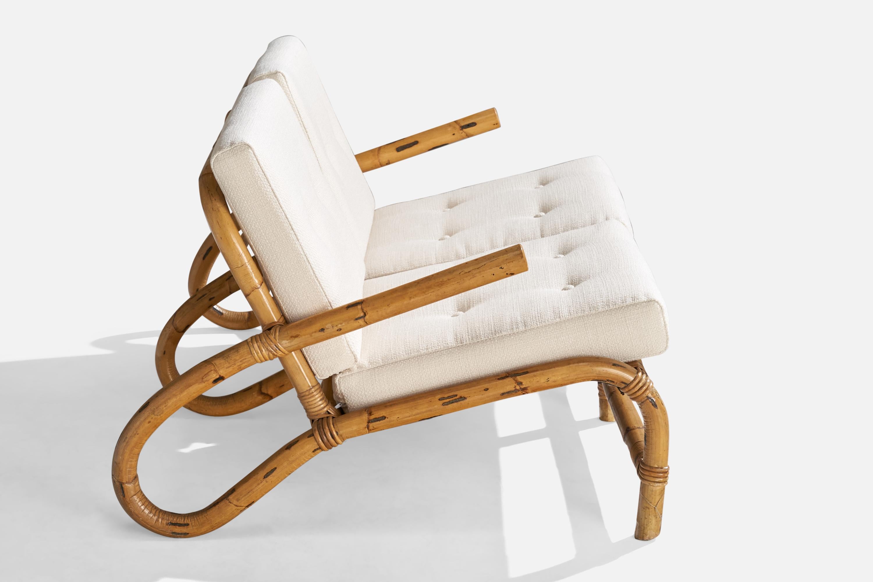 Tissu Canapé de designer suédois, bambou, rotin, tissu, Suède, années 1950 en vente