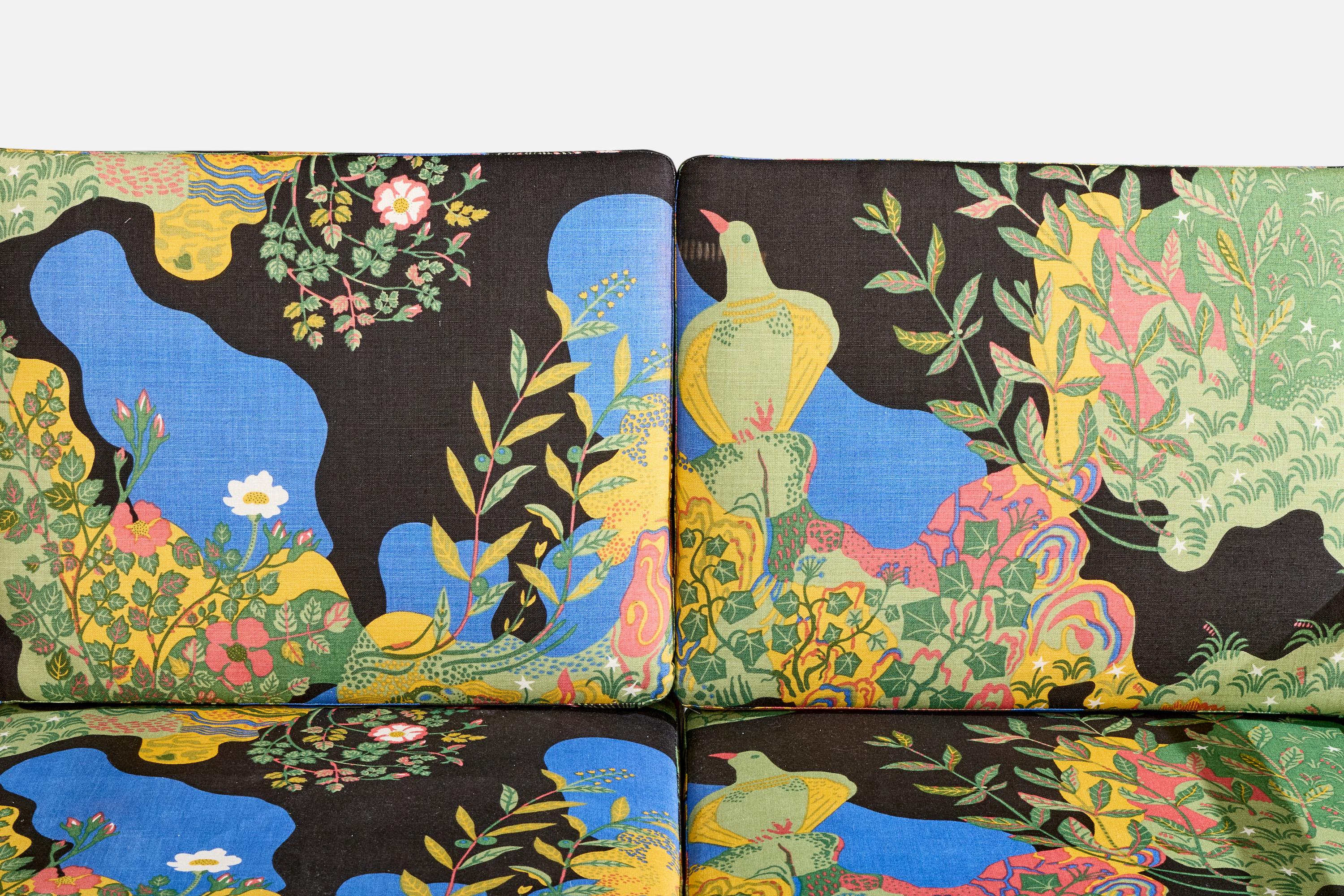 Divano di design svedese, bambù, rattan, tessuto, Svezia, anni '50 in vendita 2