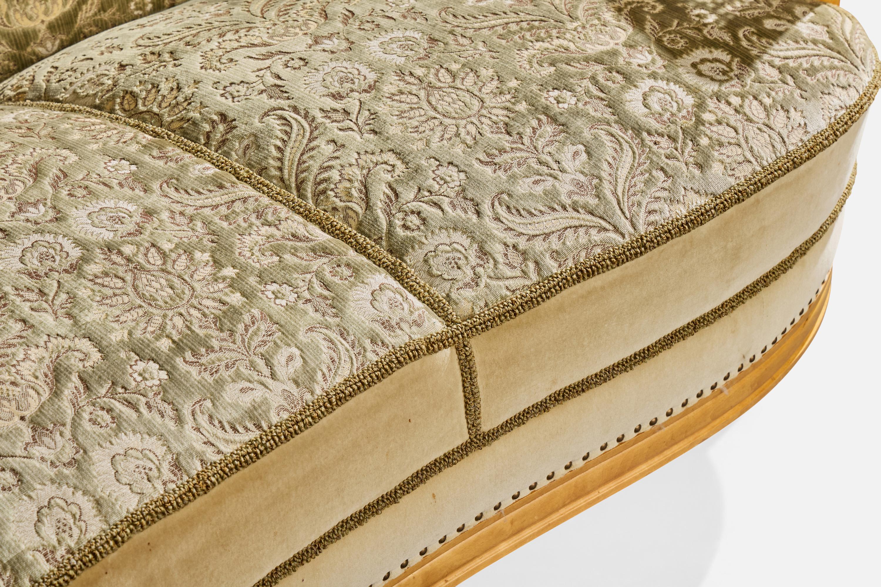 Swedish Designer, Sofa, Birch, Fabric, Cane, Sweden, 1930s en vente 6