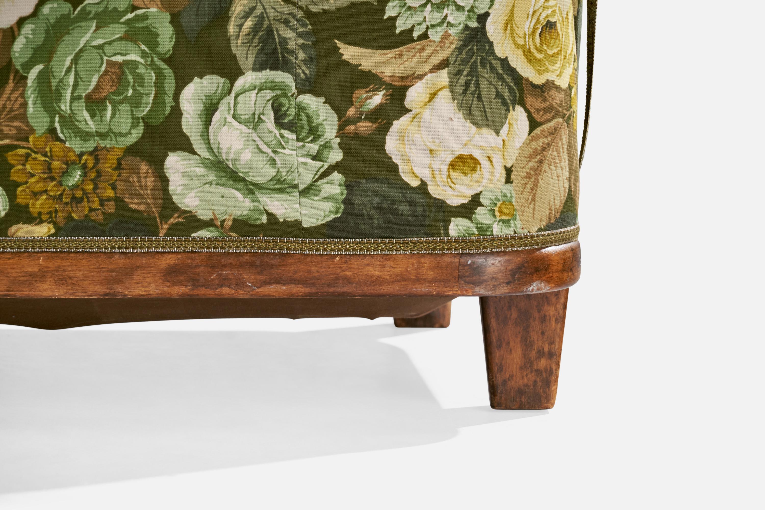 Designer suédois, canapé, bouleau, tissu, Suède, années 1940 en vente 3