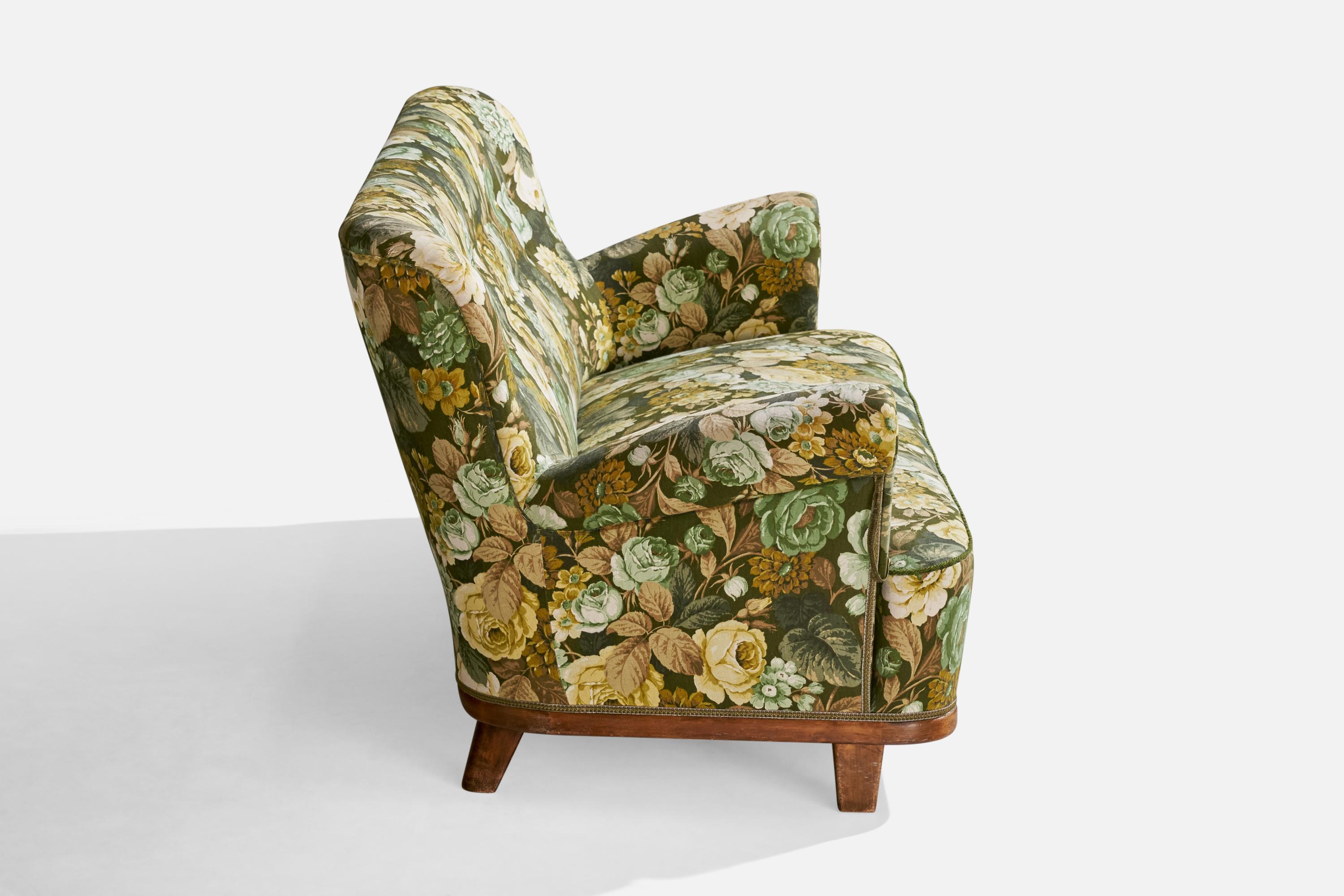 Designer suédois, canapé, bouleau, tissu, Suède, années 1940 en vente 4
