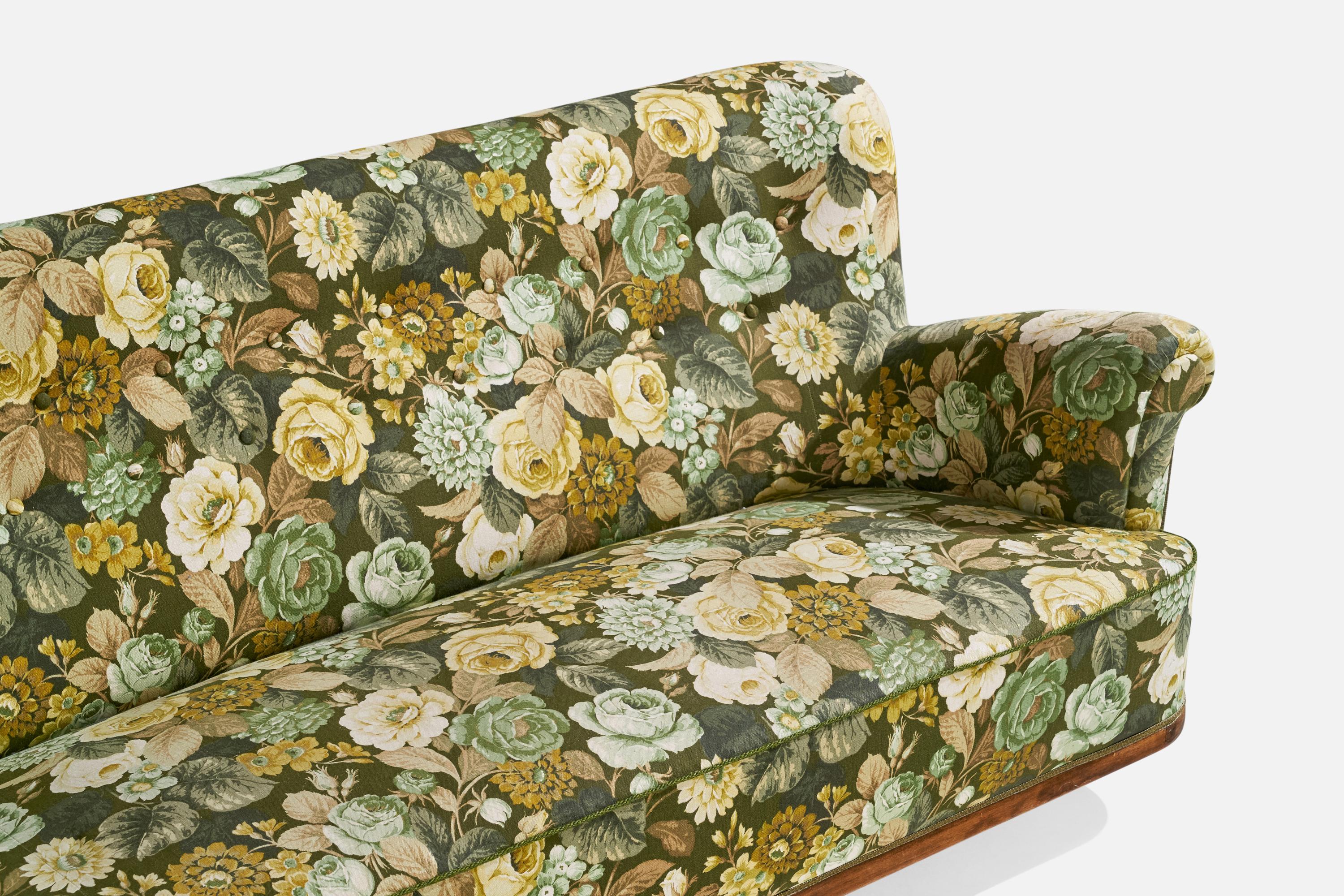 Designer suédois, canapé, bouleau, tissu, Suède, années 1940 en vente 6
