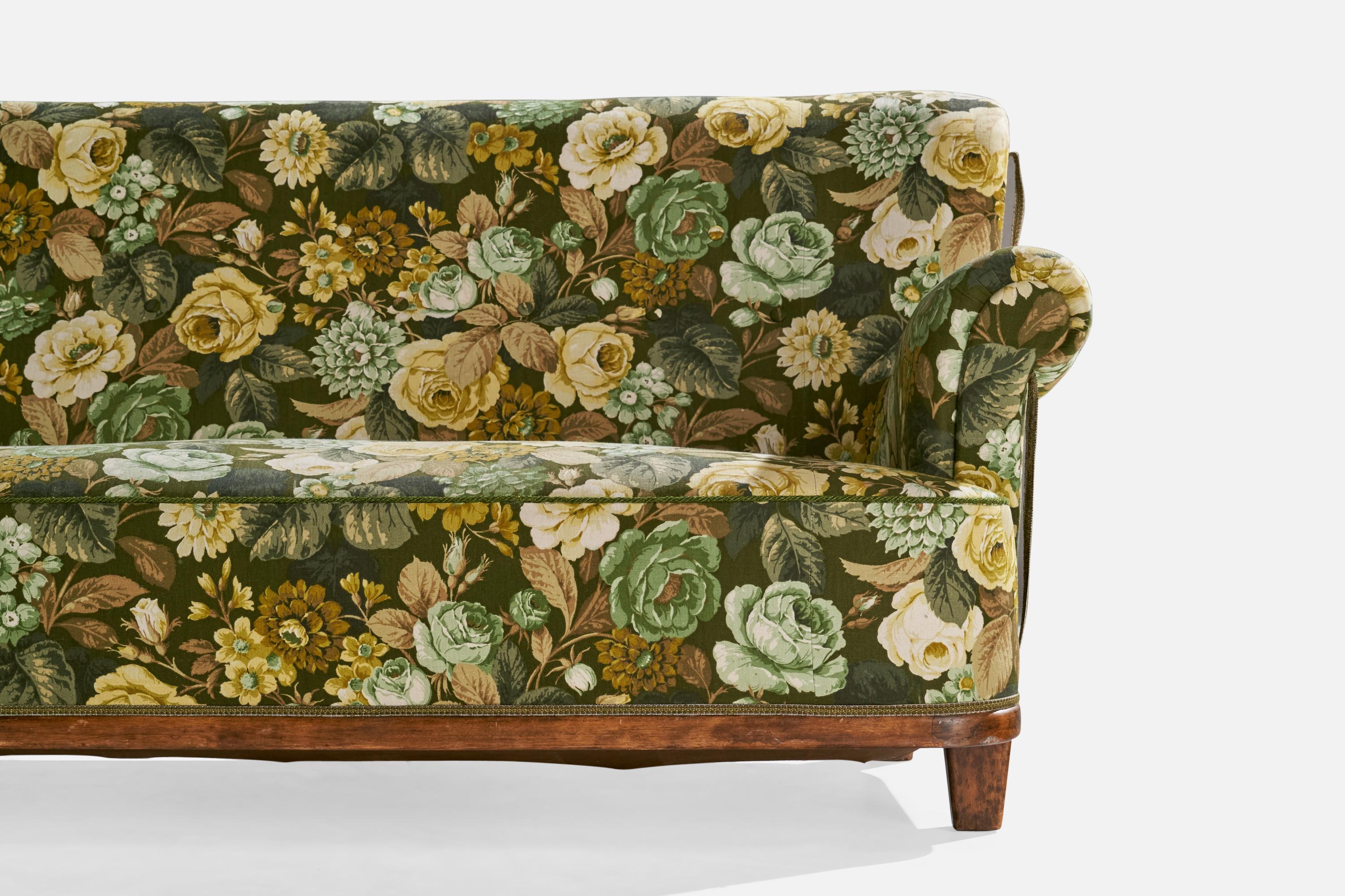 Designer suédois, canapé, bouleau, tissu, Suède, années 1940 en vente 7