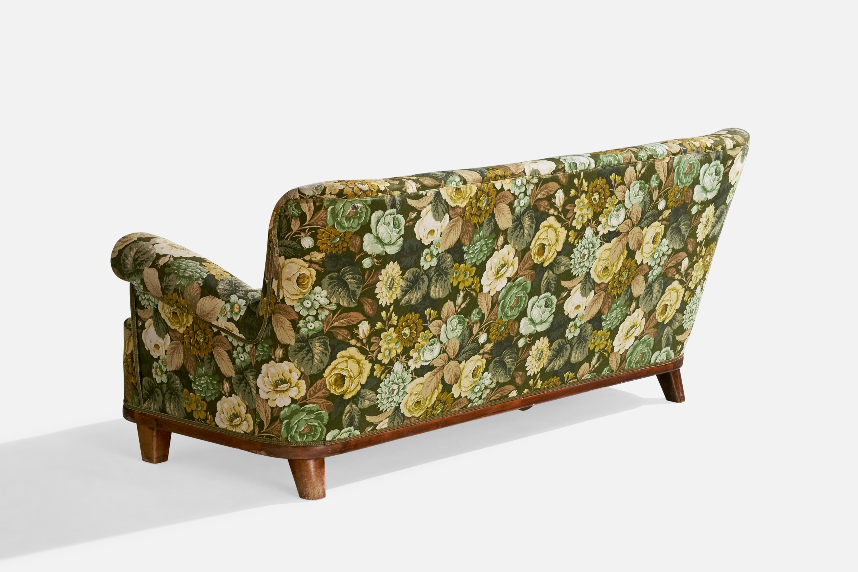 Scandinave moderne Designer suédois, canapé, bouleau, tissu, Suède, années 1940 en vente