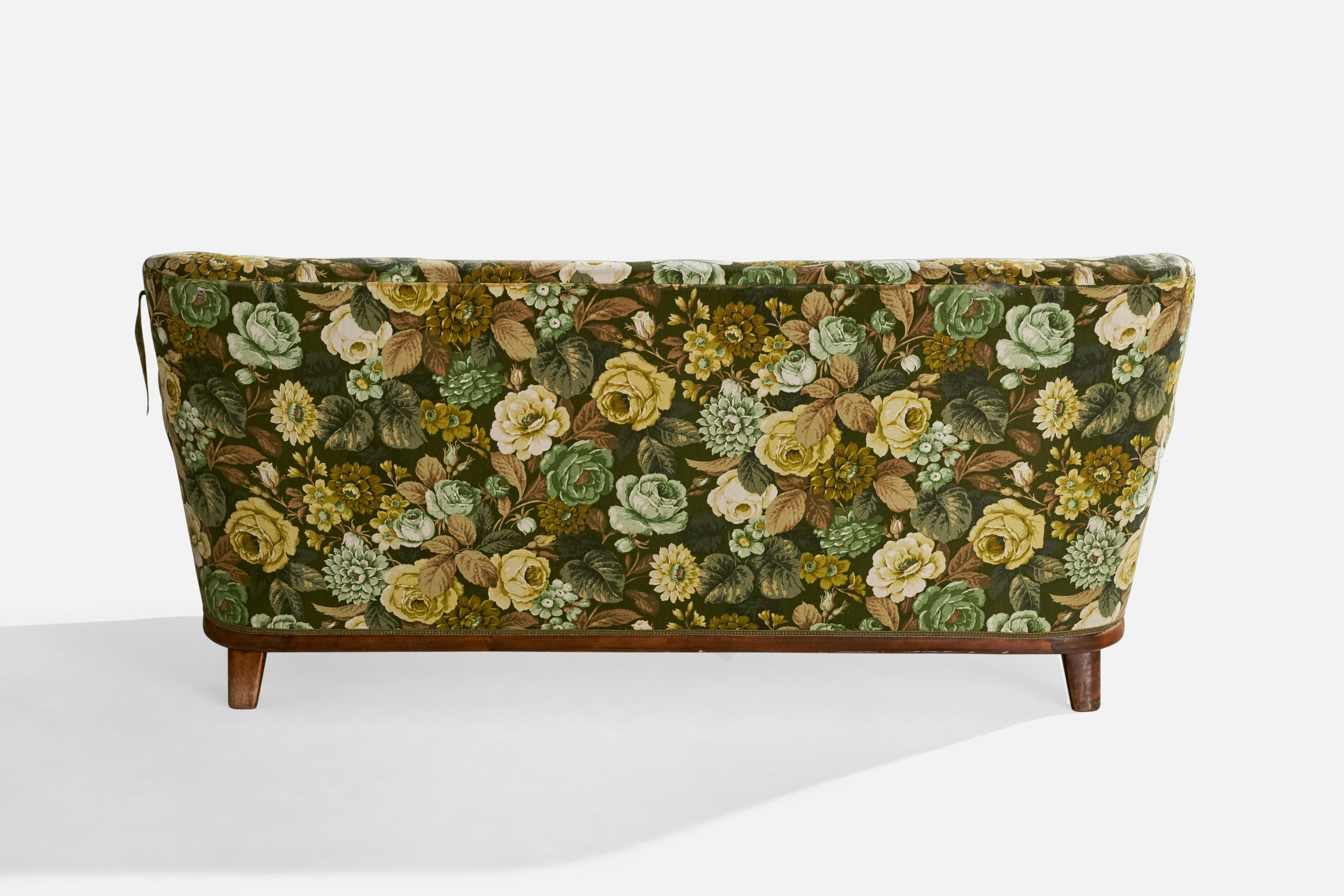 Suédois Designer suédois, canapé, bouleau, tissu, Suède, années 1940 en vente