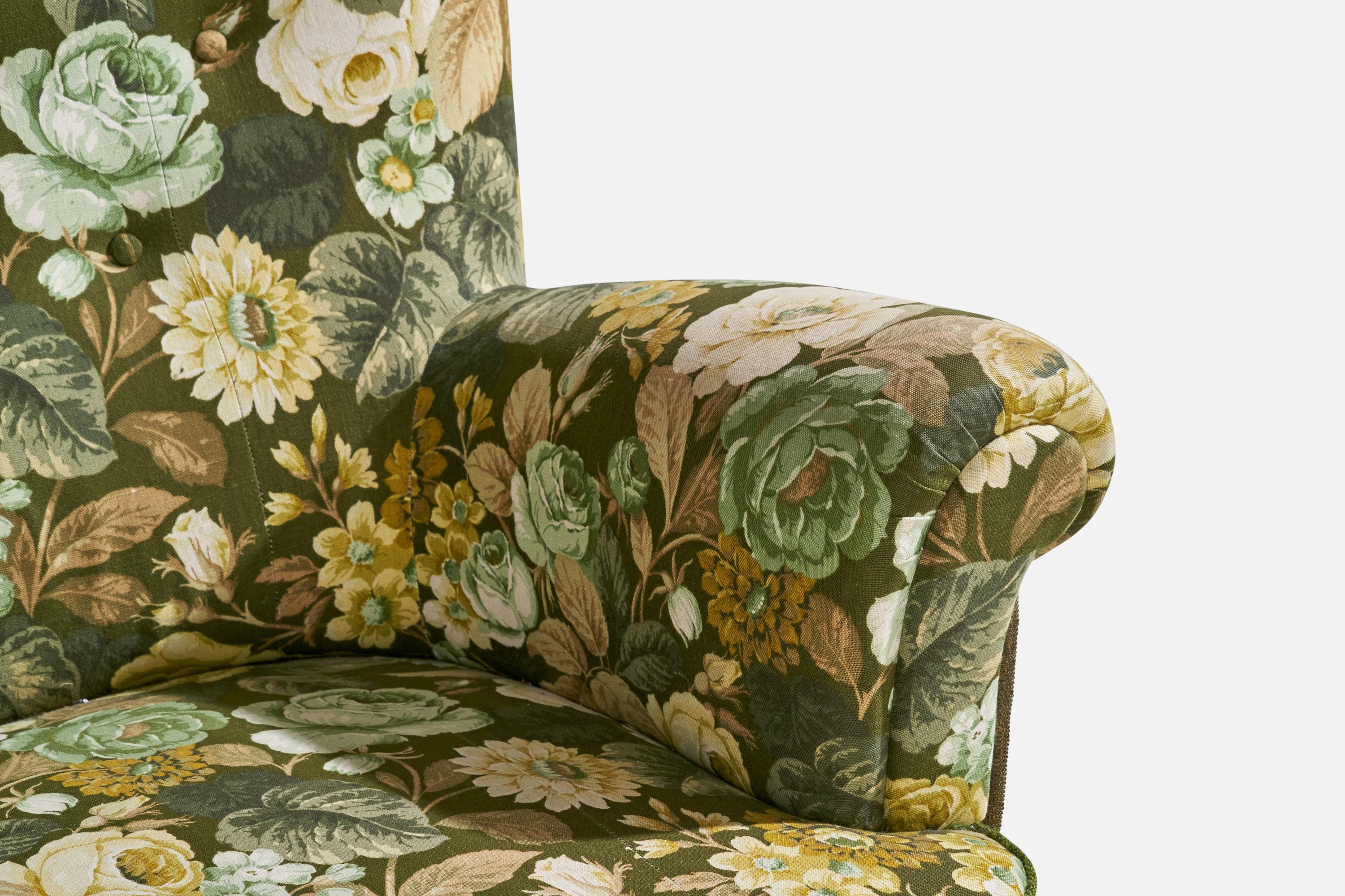 Milieu du XXe siècle Designer suédois, canapé, bouleau, tissu, Suède, années 1940 en vente