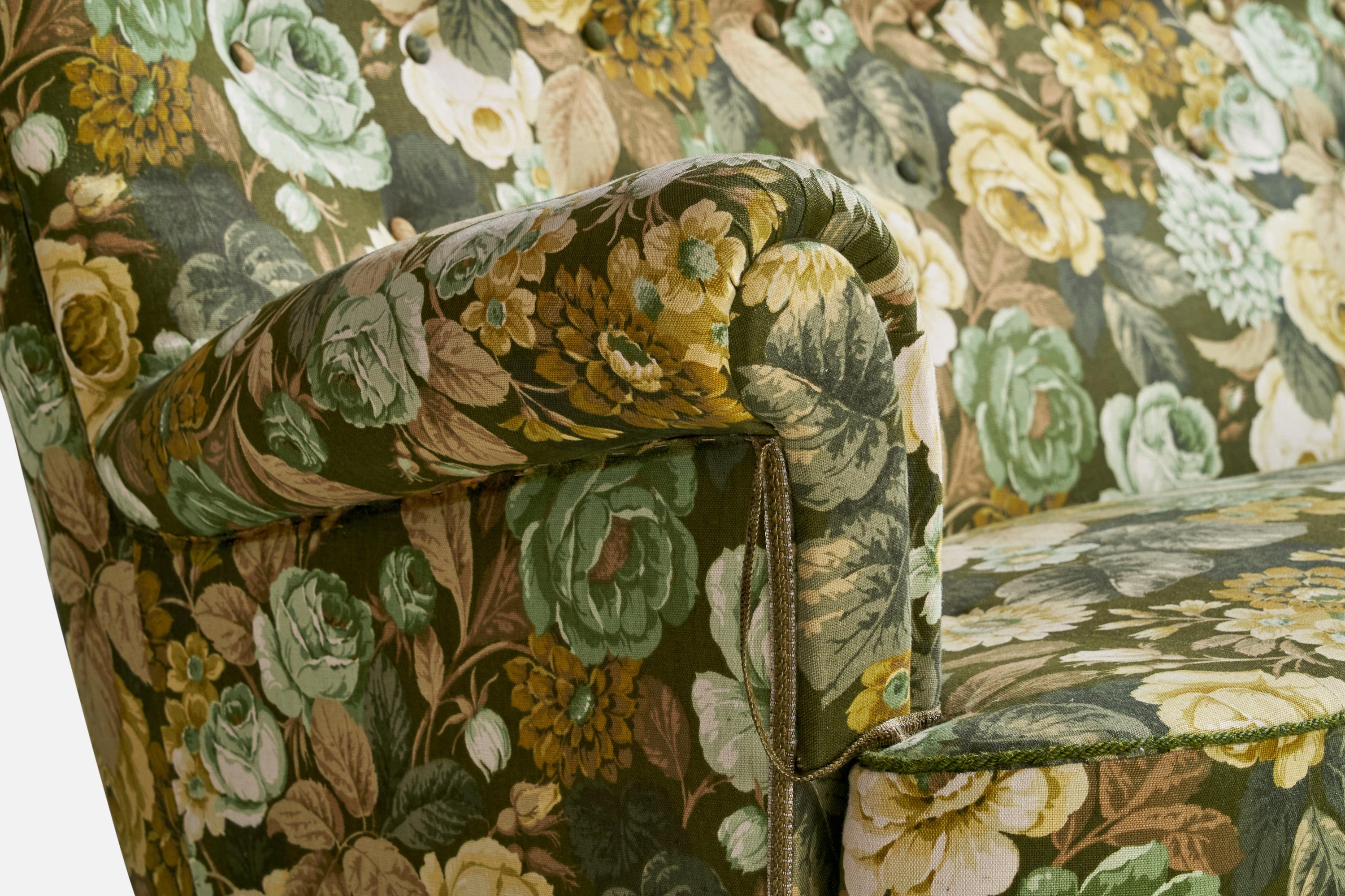 Designer suédois, canapé, bouleau, tissu, Suède, années 1940 en vente 1
