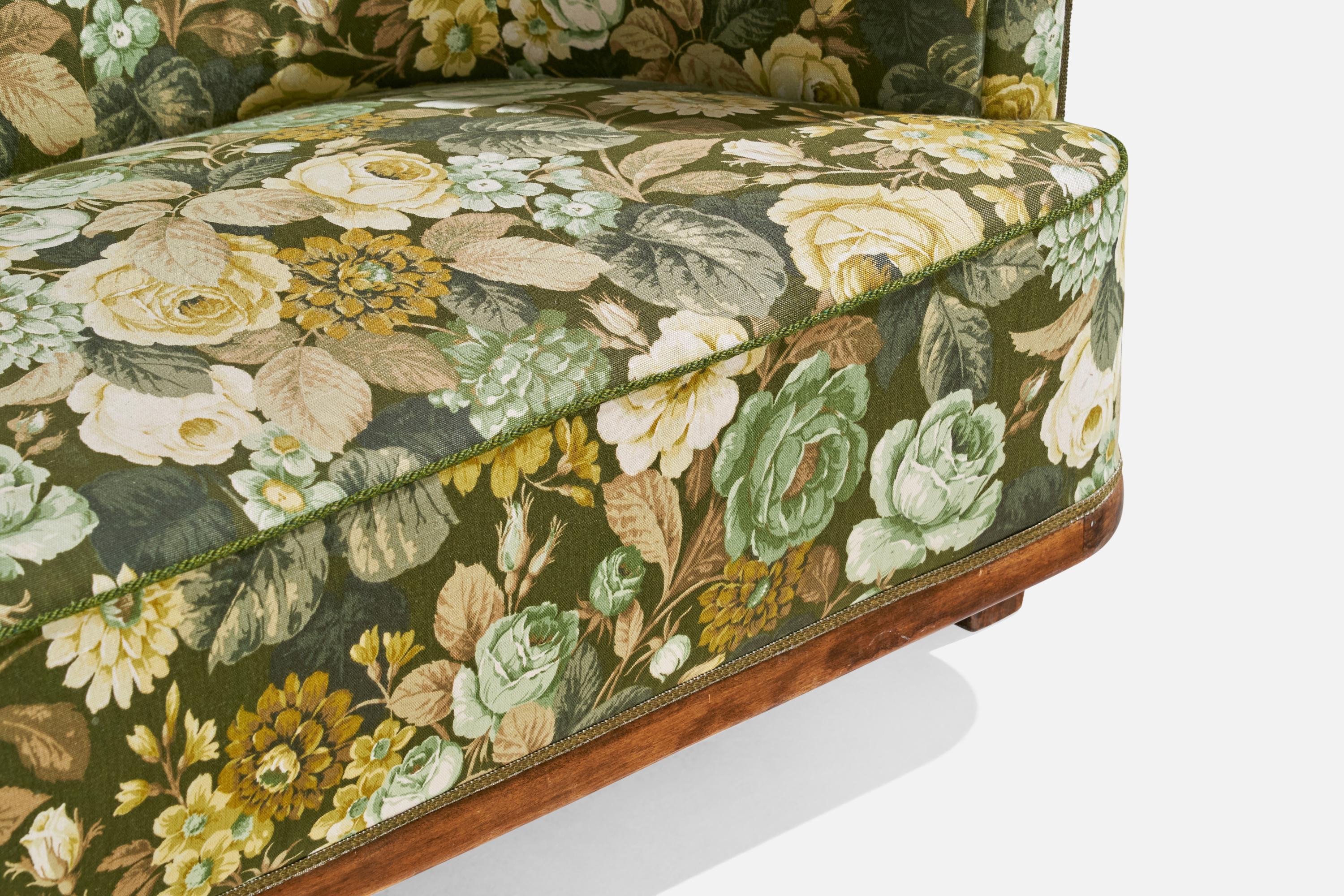 Designer suédois, canapé, bouleau, tissu, Suède, années 1940 en vente 2