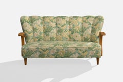Swedish Designer, Sofa, Elm, Fabric, Sweden, 1930s