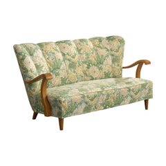 Swedish Designer, Sofa, Elm, Fabric, Sweden, 1930s