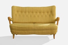 Swedish Designer, Sofa, Fabric, Beech, Sweden, 1940s