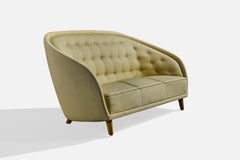 Swedish Designer, Sofa, Fabric, Oak, Sweden, 1940s