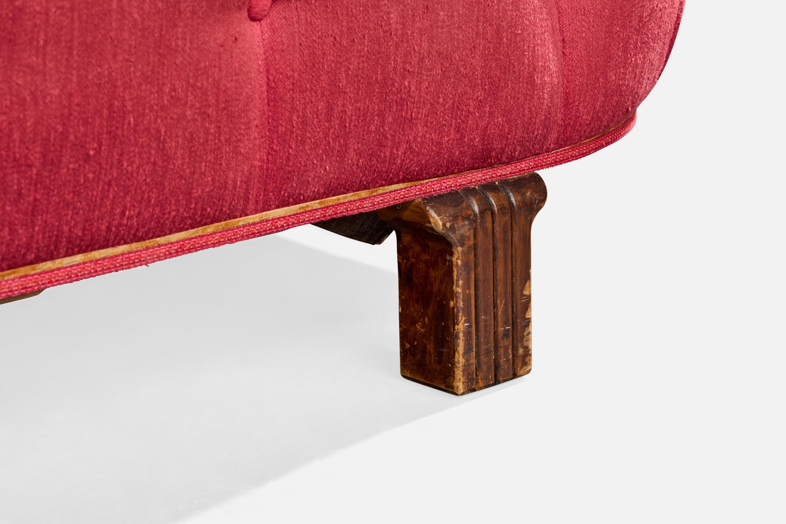 Swedish Designer, Sofa, Fabric, Wood, Sweden, 1930s en vente 6