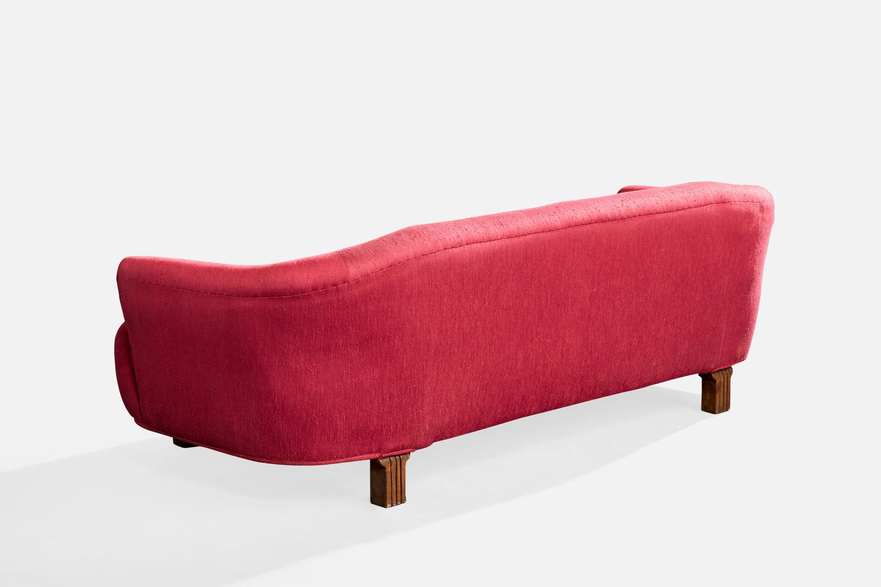 Suédois Swedish Designer, Sofa, Fabric, Wood, Sweden, 1930s en vente