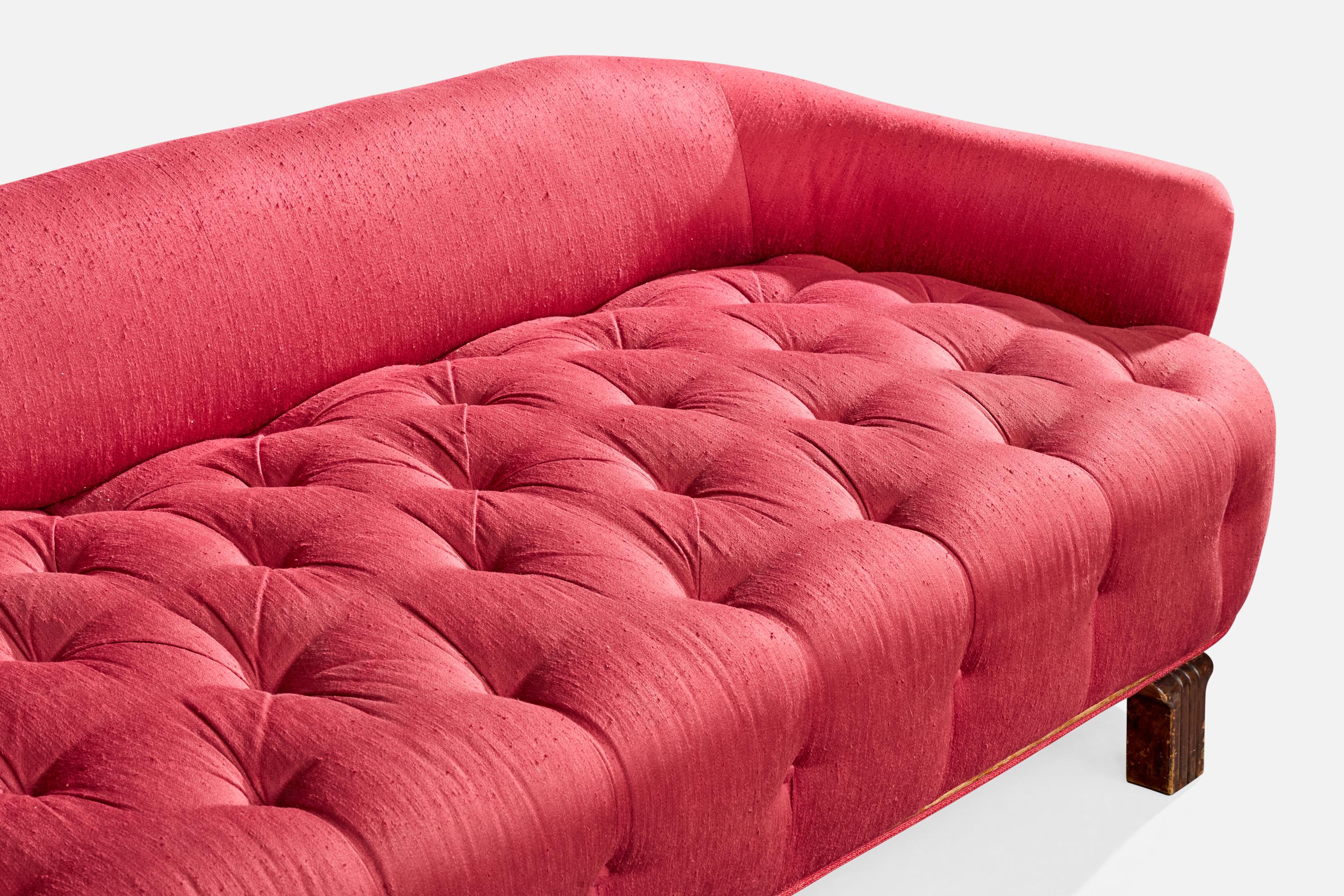 Tissu Swedish Designer, Sofa, Fabric, Wood, Sweden, 1930s en vente