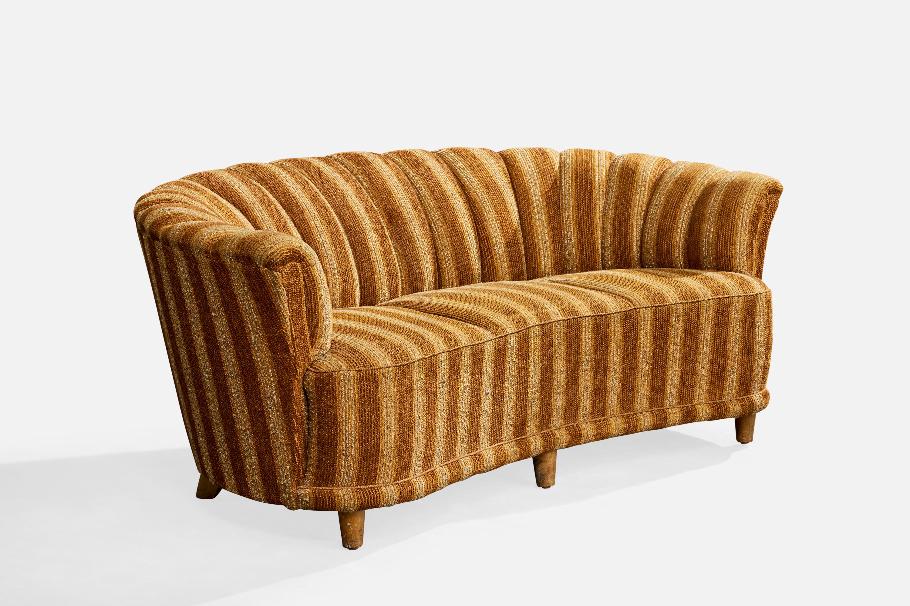 Diseñador sueco, Sofá, Tela, Madera, Suecia, Años 1940 Escandinavo moderno en venta