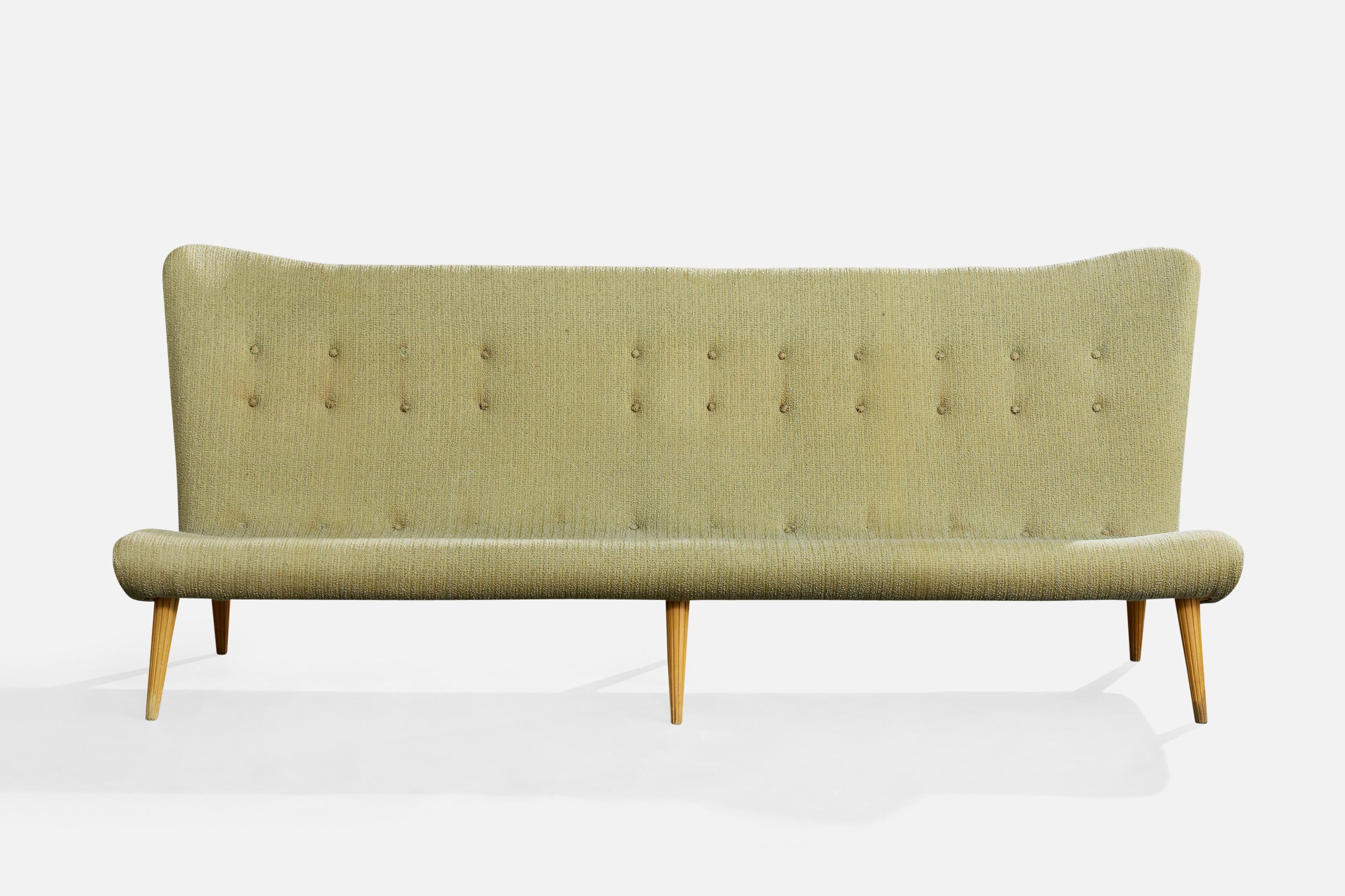 Diseñador sueco, Sofá, Tela, Madera, Suecia, Años 1940 Escandinavo moderno en venta