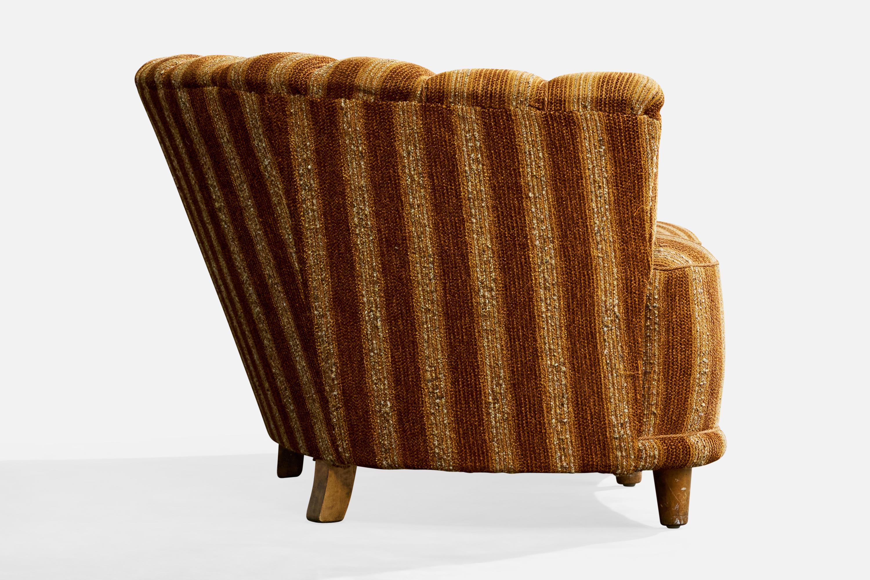 Diseñador sueco, Sofá, Tela, Madera, Suecia, Años 1940 mediados del siglo XX en venta