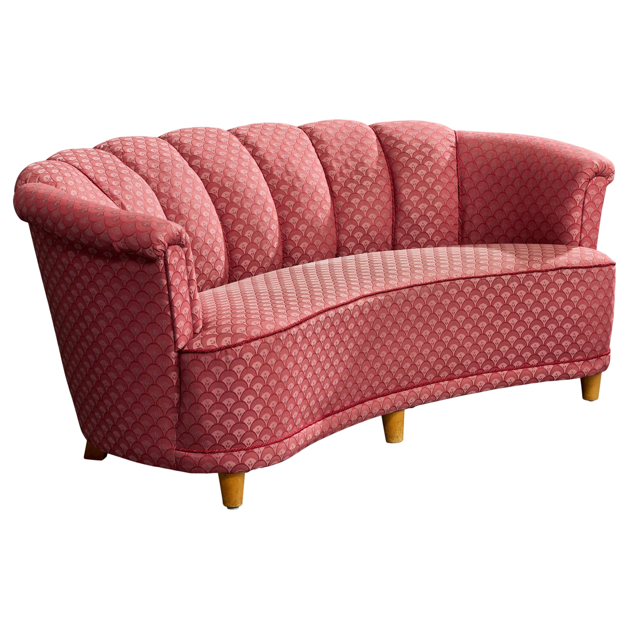 Swedish Designer, Sofa, Fabric, Wood, Sweden, 1940s