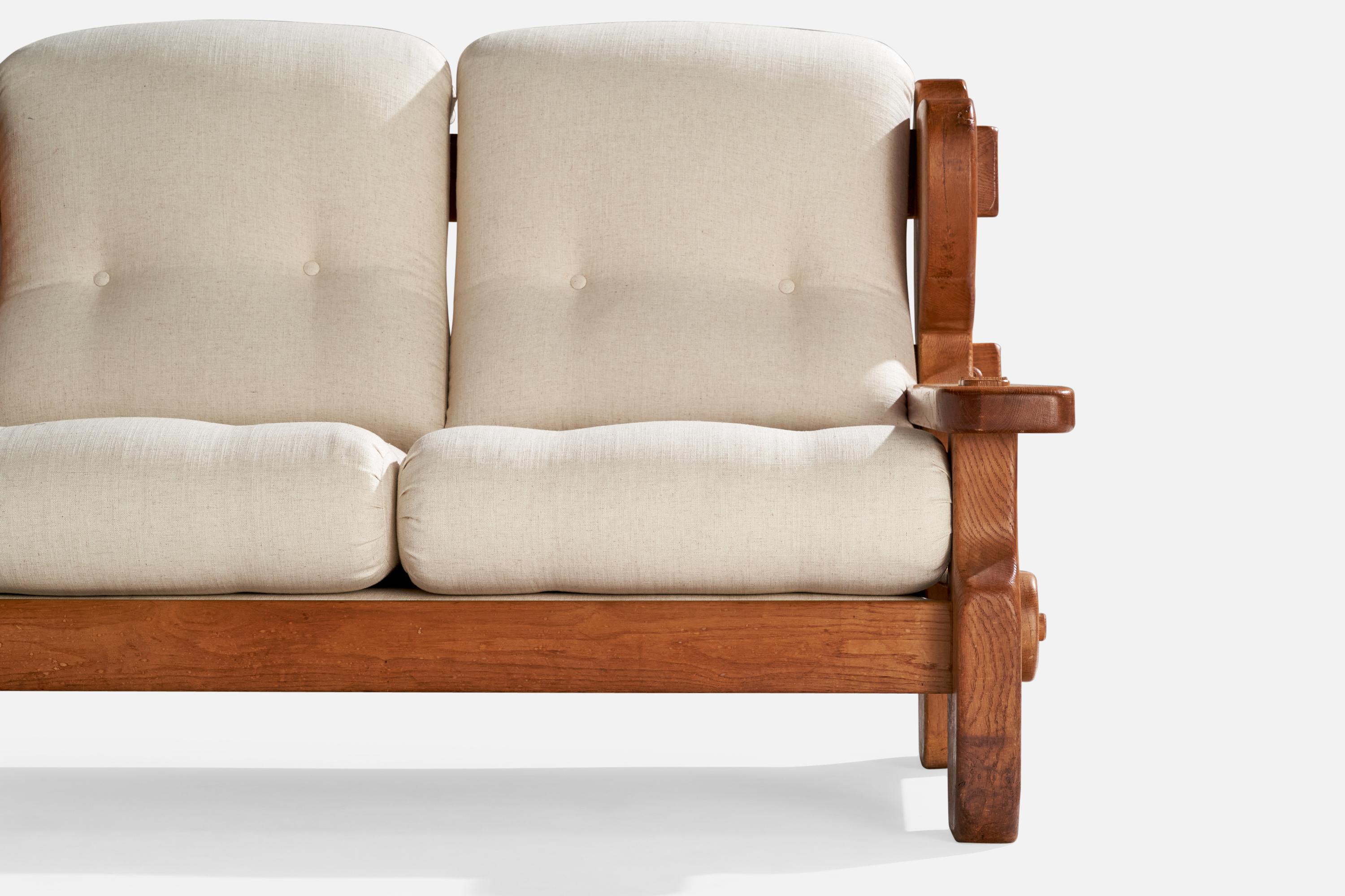 Swedish Designer, Sofa, Pine, Fabric, Sweden, 1970s For Sale 9
