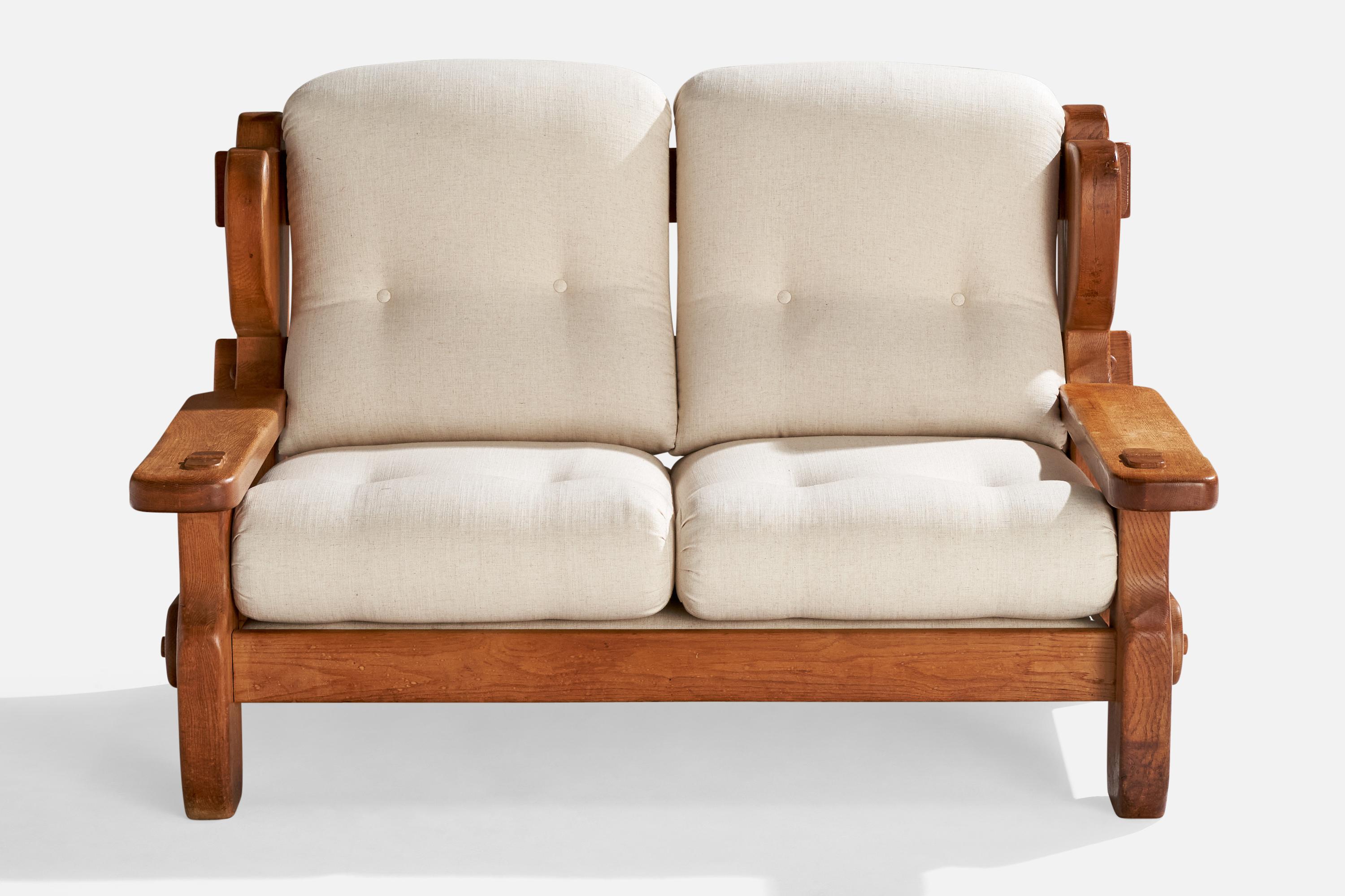 Swedish Designer, Sofa, Pine, Fabric, Sweden, 1970s For Sale 3