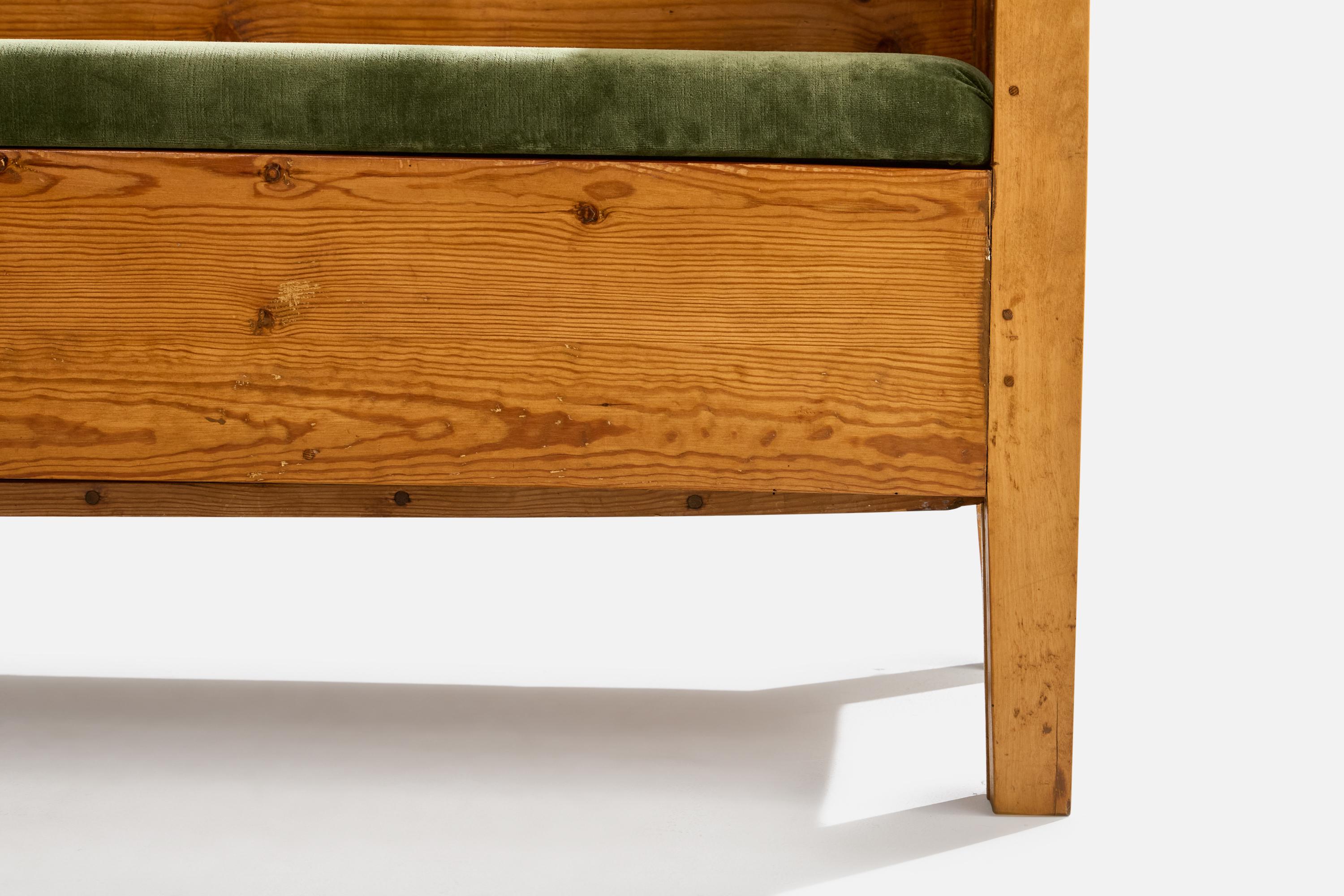 Divano di design svedese, pino, velluto, Svezia, 1900 in vendita 6