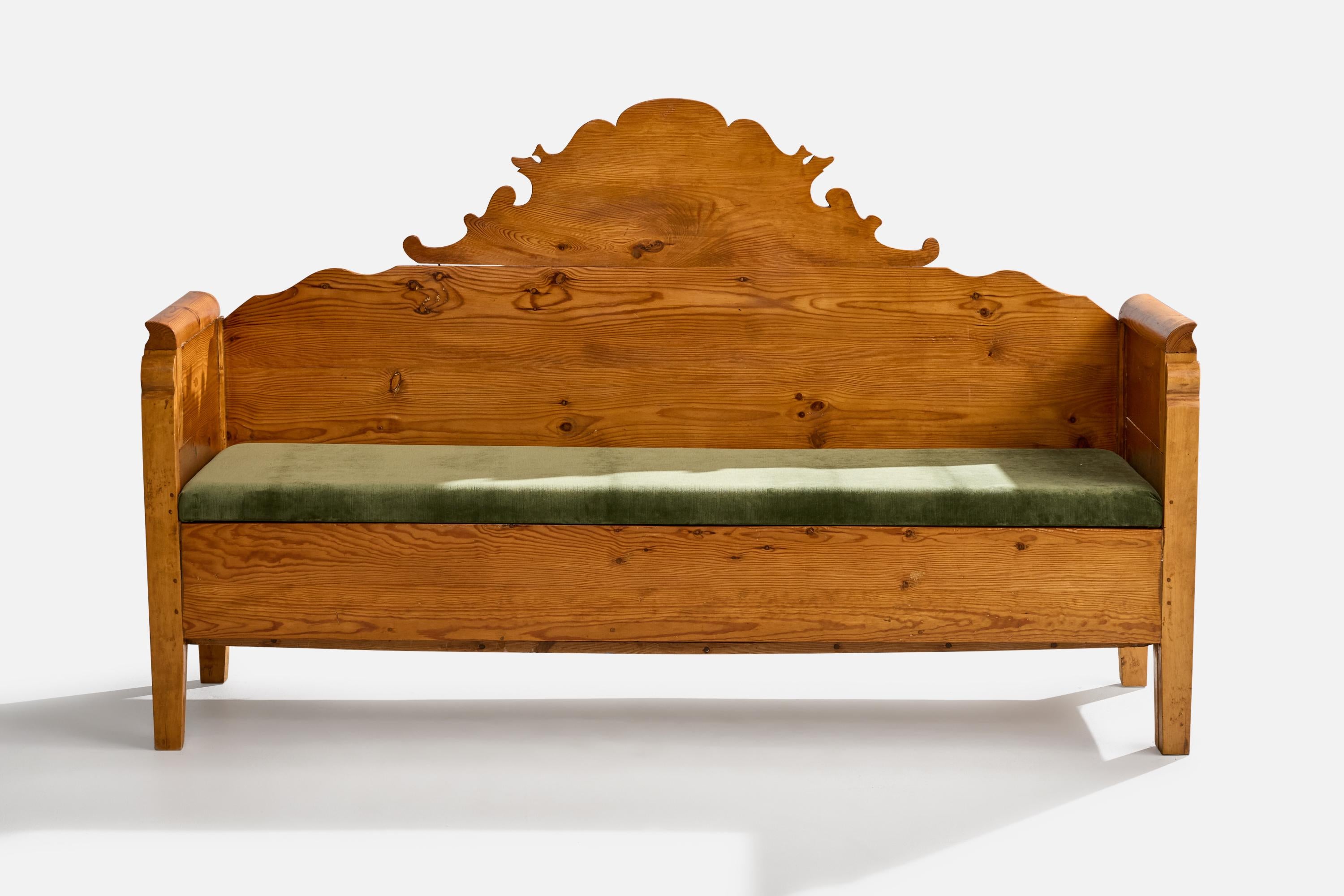Svedese Divano di design svedese, pino, velluto, Svezia, 1900 in vendita