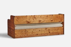 Swedish Designer, Sofa, Pine, White Fabric, 1970s