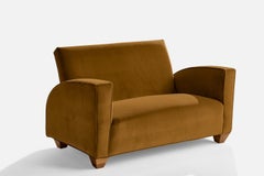 Swedish Designer, Sofa, Velvet, Elm, Sweden, 1930s