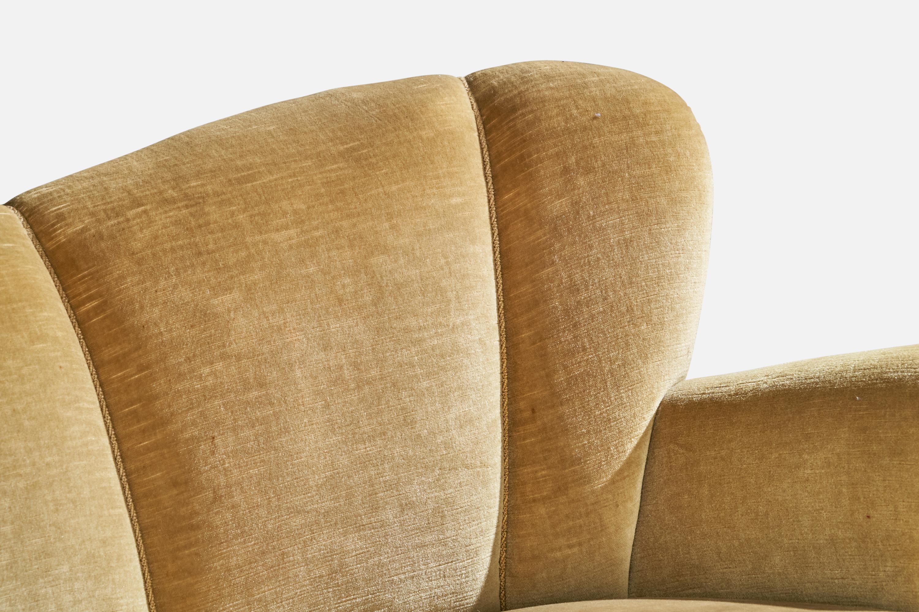 Swedish Designer, Sofa, Velvet, Wood, Sweden, 1930s For Sale 9