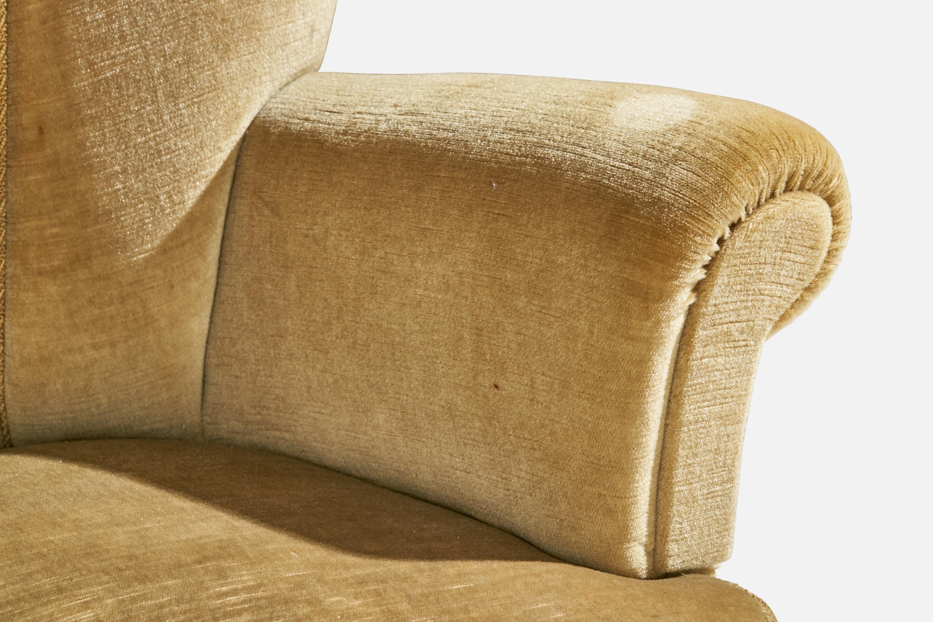 Mid-20th Century Swedish Designer, Sofa, Velvet, Wood, Sweden, 1930s For Sale