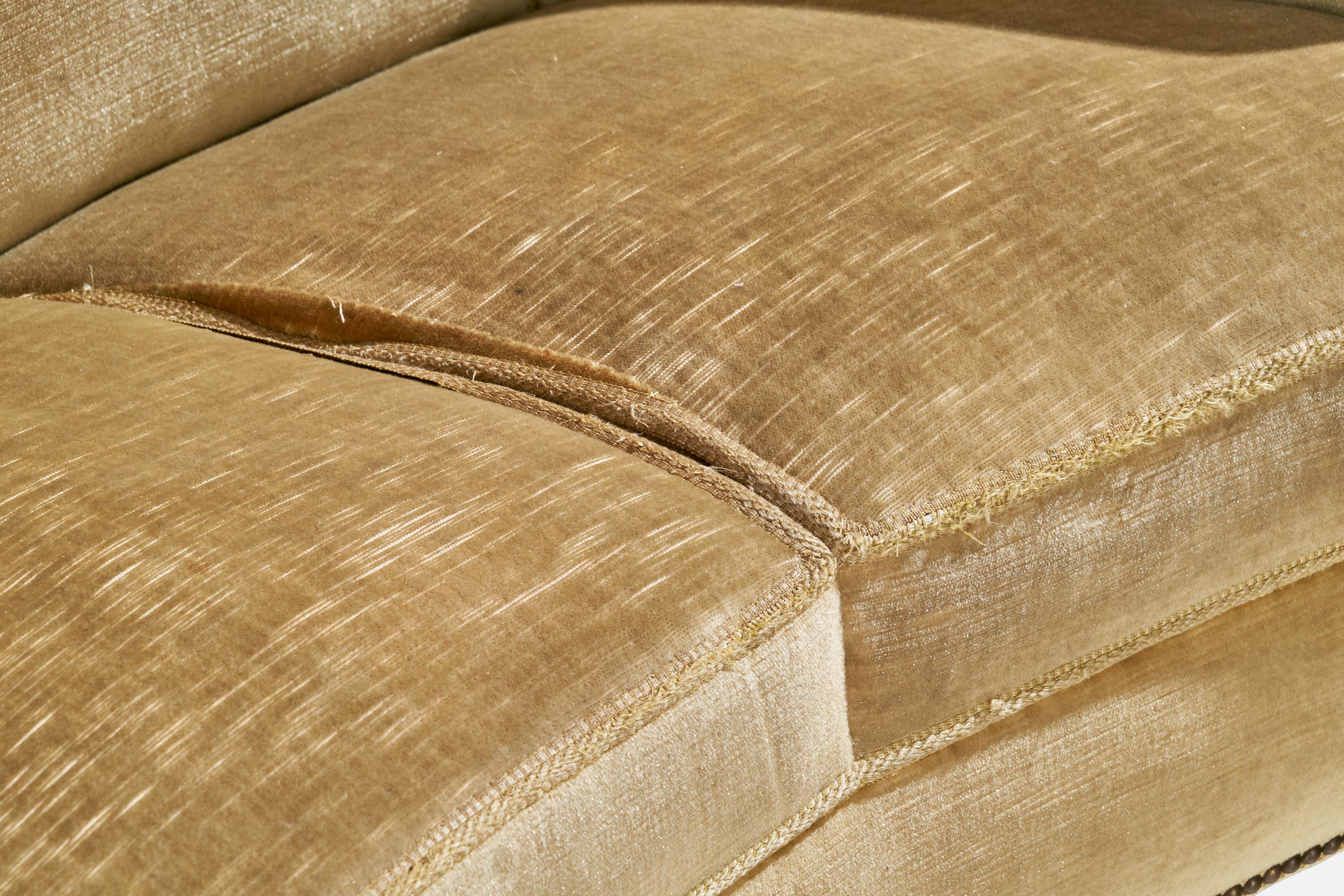 Swedish Designer, Sofa, Velvet, Wood, Sweden, 1930s For Sale 1