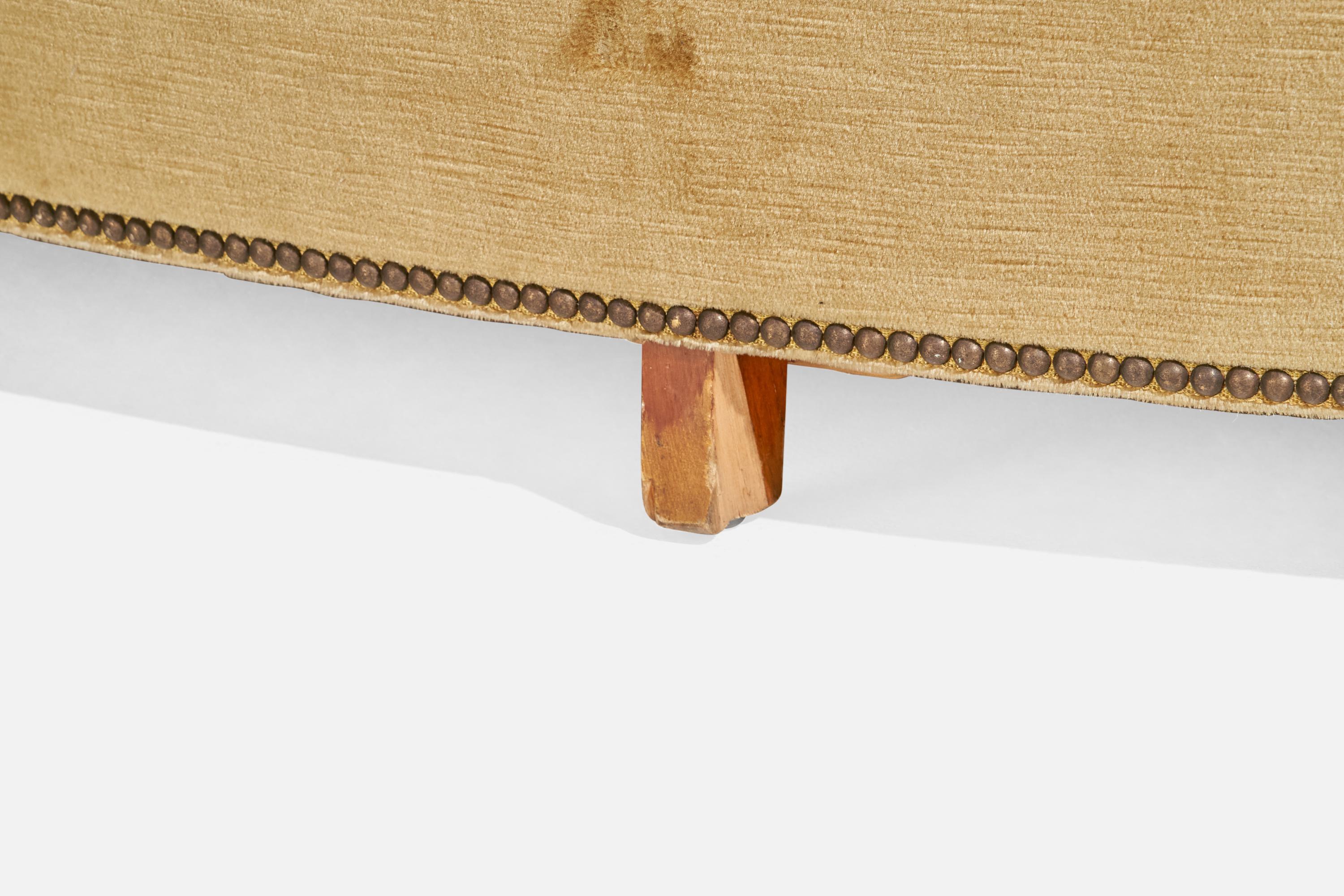Swedish Designer, Sofa, Velvet, Wood, Sweden, 1930s For Sale 2