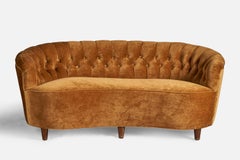 Swedish Designer, Sofa, Wood, Fabric, Sweden, 1930s