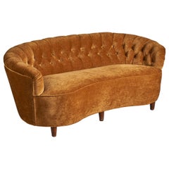 Swedish Designer, Sofa, Wood, Fabric, Sweden, 1930s