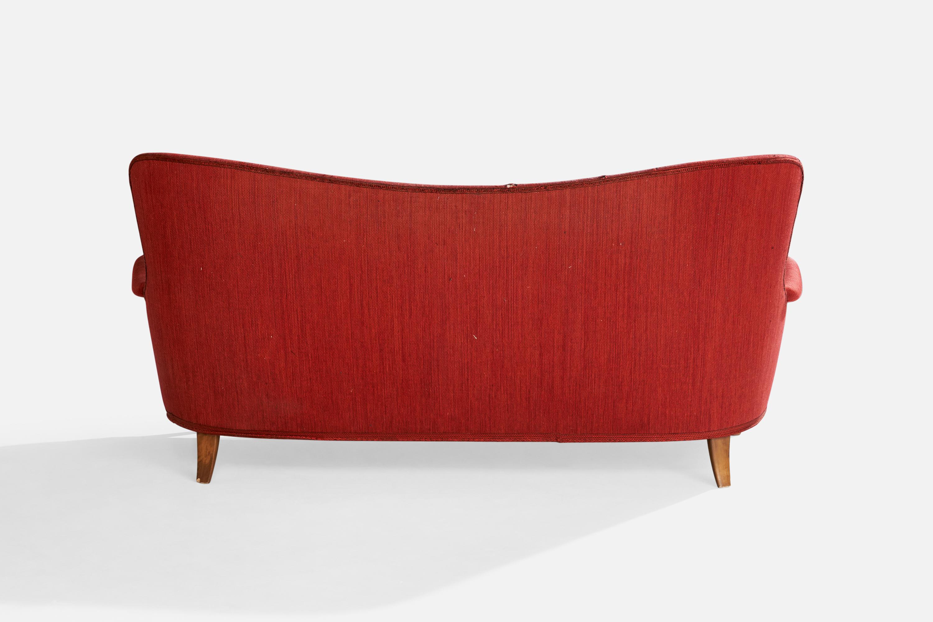Designer suédois, canapé, bois, tissu, Suède, années 1940 en vente 4