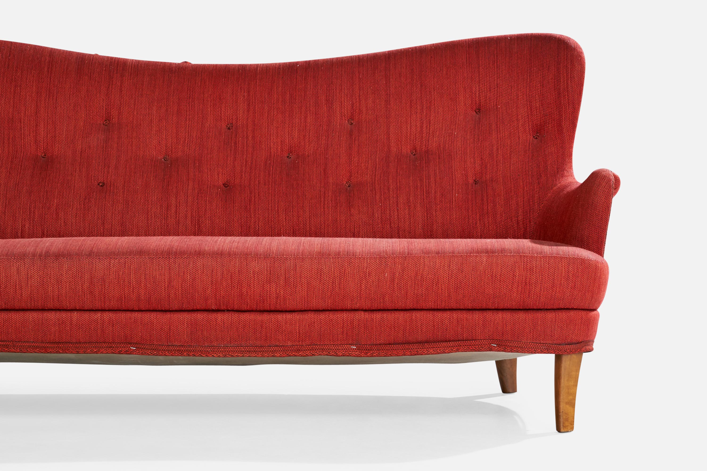 Designer suédois, canapé, bois, tissu, Suède, années 1940 en vente 5