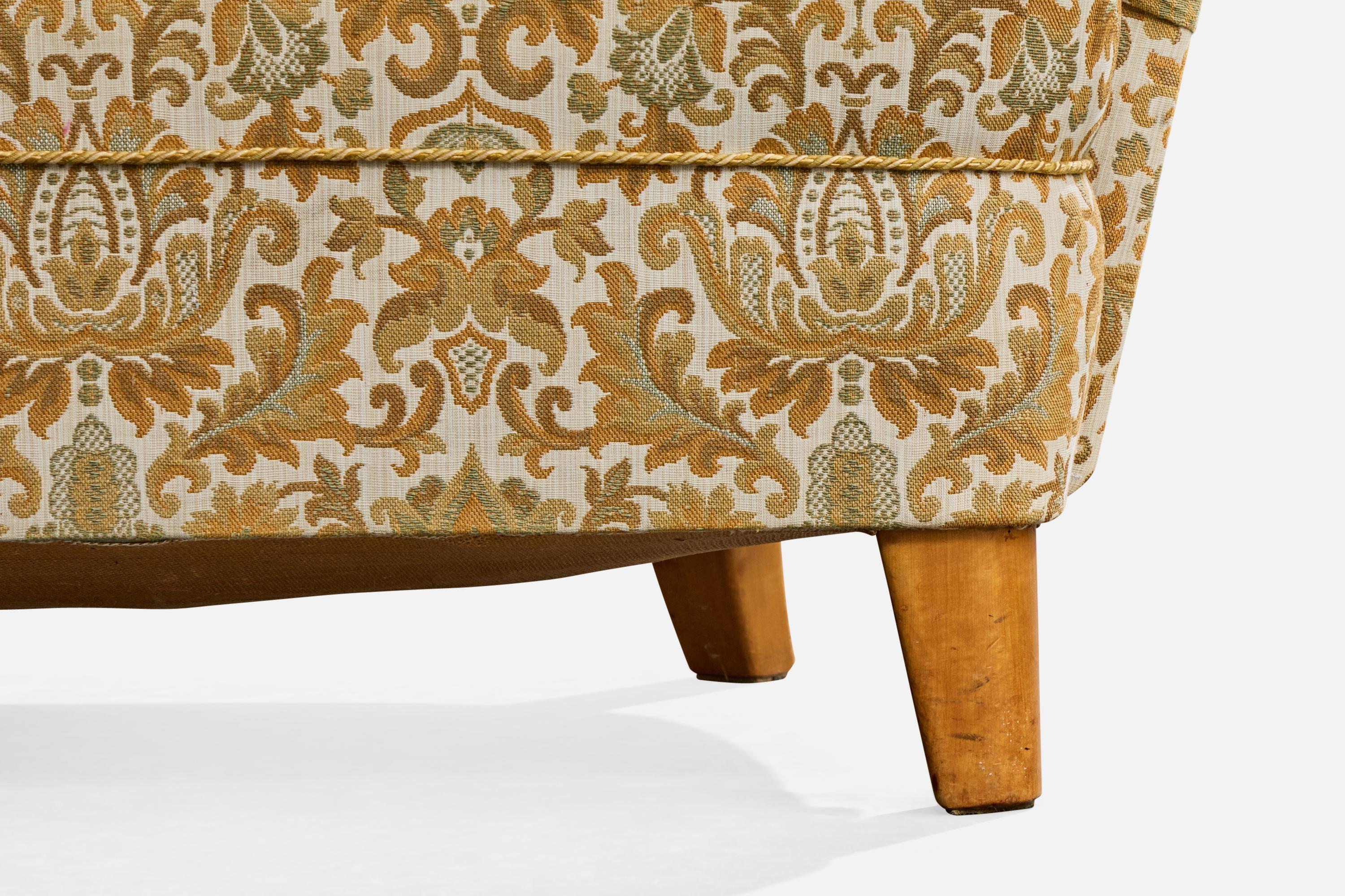 Swedish Designer, Sofa, Wood, Fabric, Sweden, 1940s en vente 5