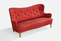 Schwedische Designerin, Sofa, Holz, Stoff, Schweden, 1940er Jahre