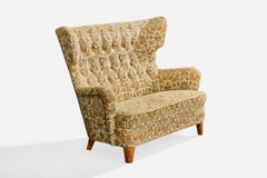 Swedish Designer, Sofa, Wood, Fabric, Sweden, 1940s