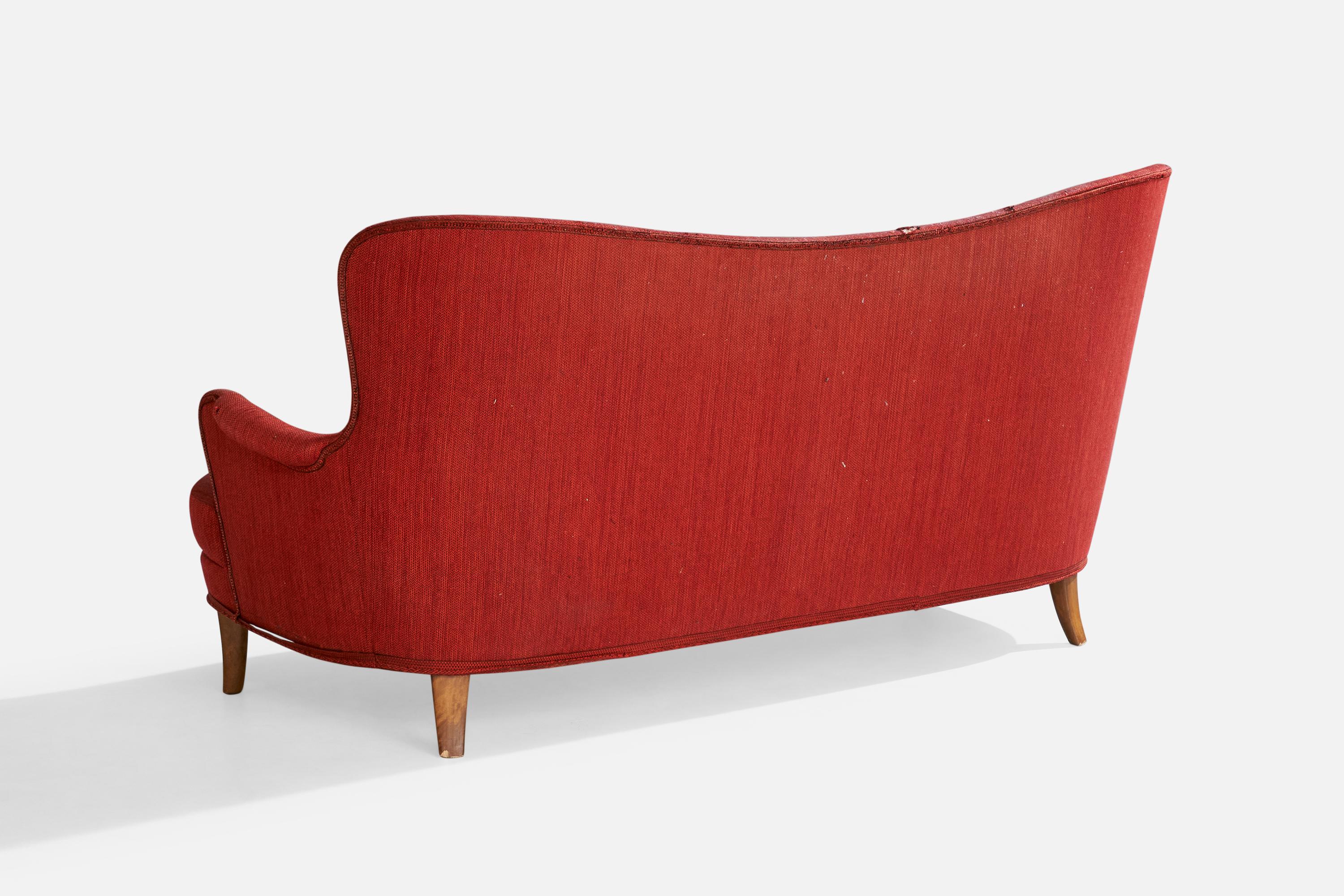 Suédois Designer suédois, canapé, bois, tissu, Suède, années 1940 en vente