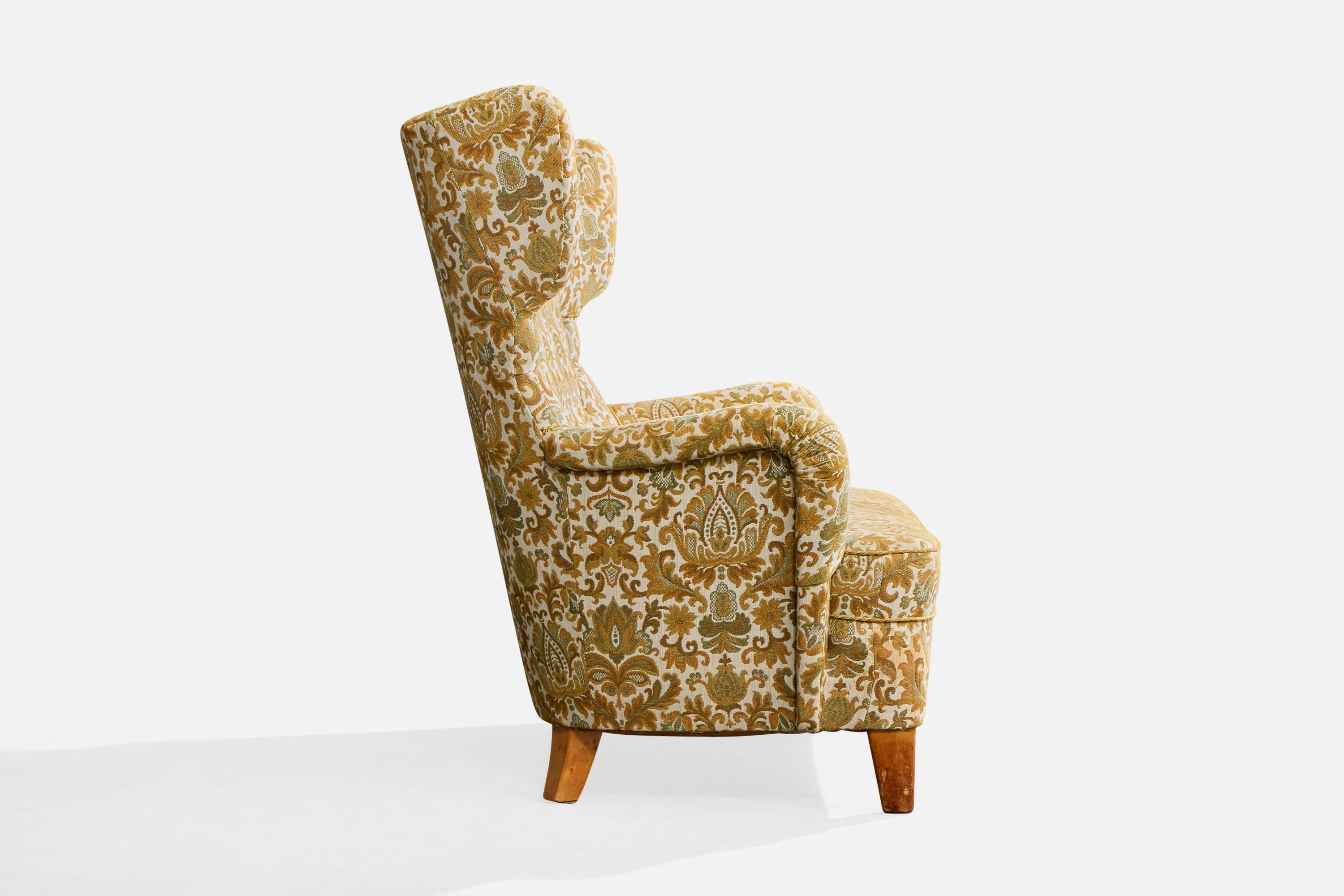 Milieu du XXe siècle Swedish Designer, Sofa, Wood, Fabric, Sweden, 1940s en vente