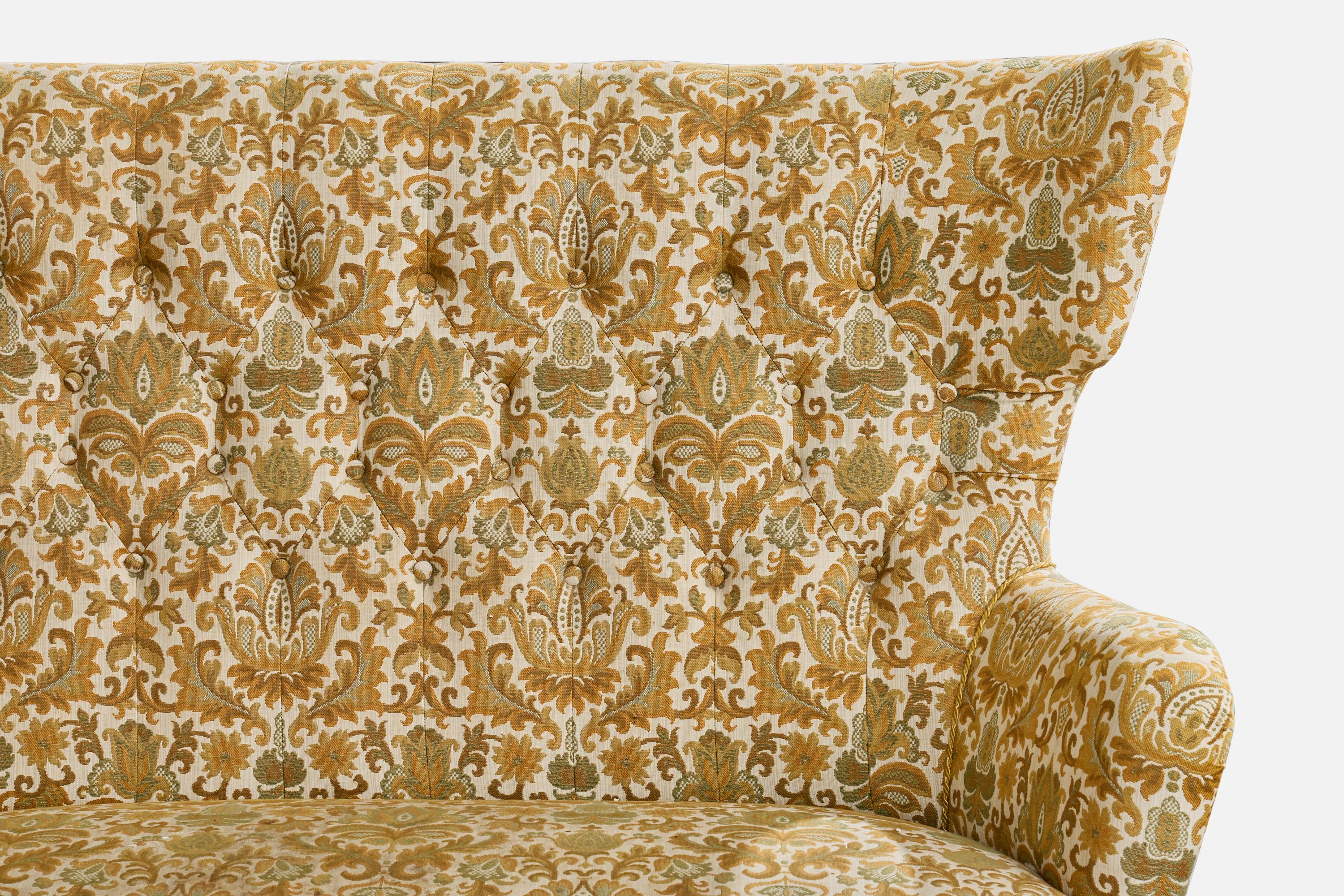 Swedish Designer, Sofa, Wood, Fabric, Sweden, 1940s en vente 2