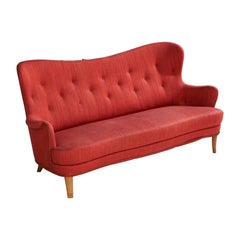 Schwedische Designerin, Sofa, Holz, Stoff, Schweden, 1940er Jahre