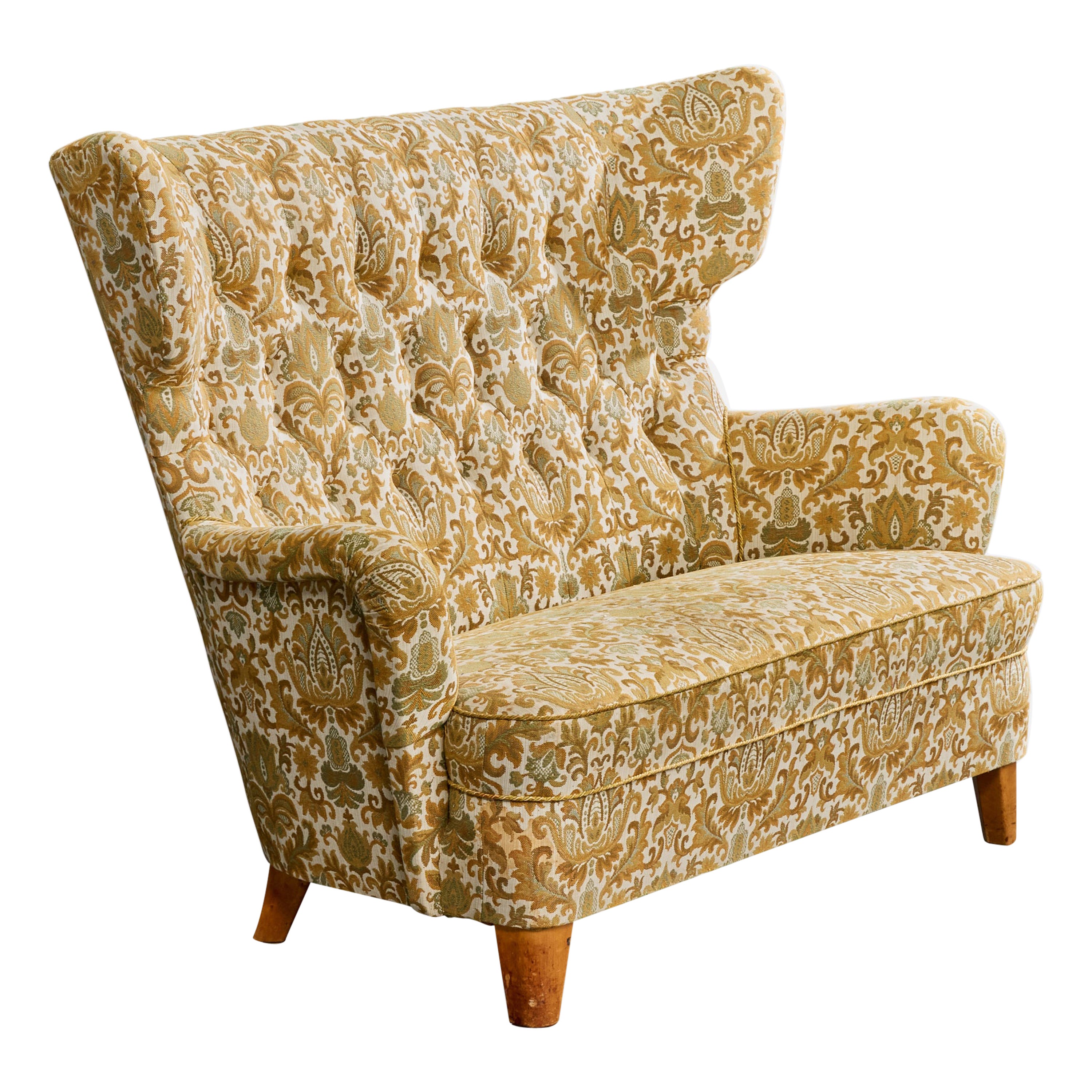 Swedish Designer, Sofa, Wood, Fabric, Sweden, 1940s