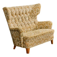 Swedish Designer, Sofa, Wood, Fabric, Sweden, 1940s